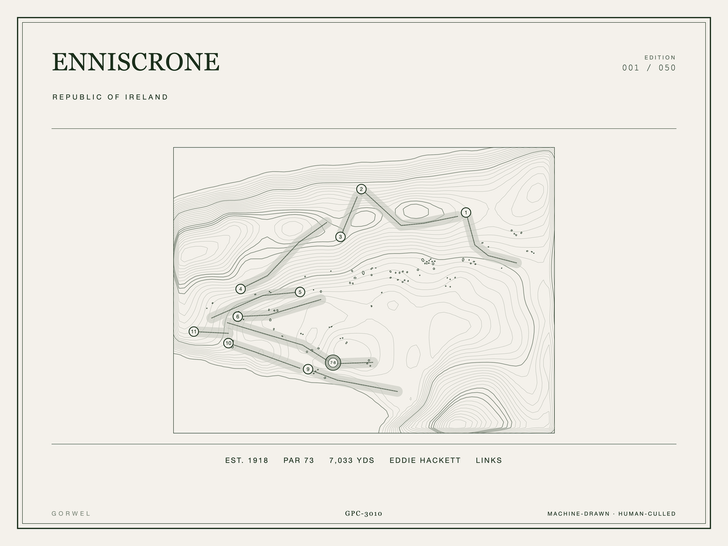 Enniscrone Golf Course Print | Topographic Map Wall Art