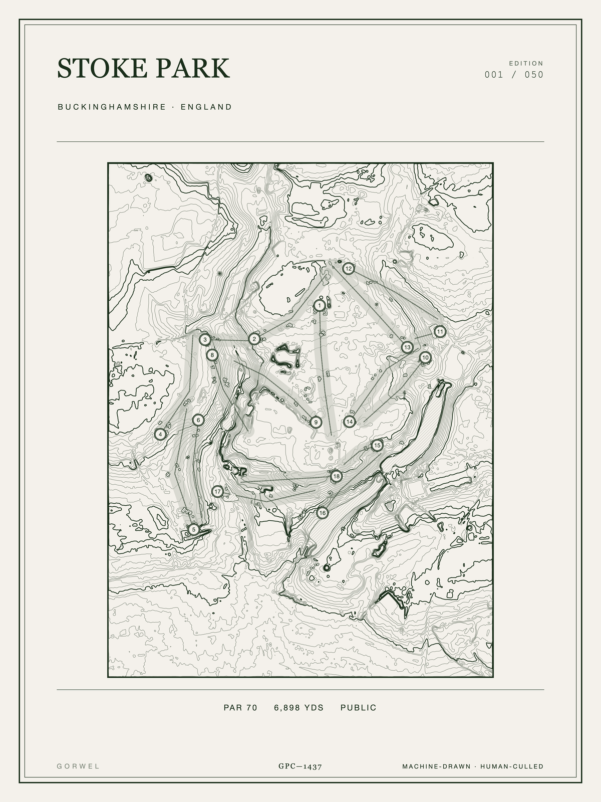 Stoke Park Golf Course Print | Topographic Map Wall Art