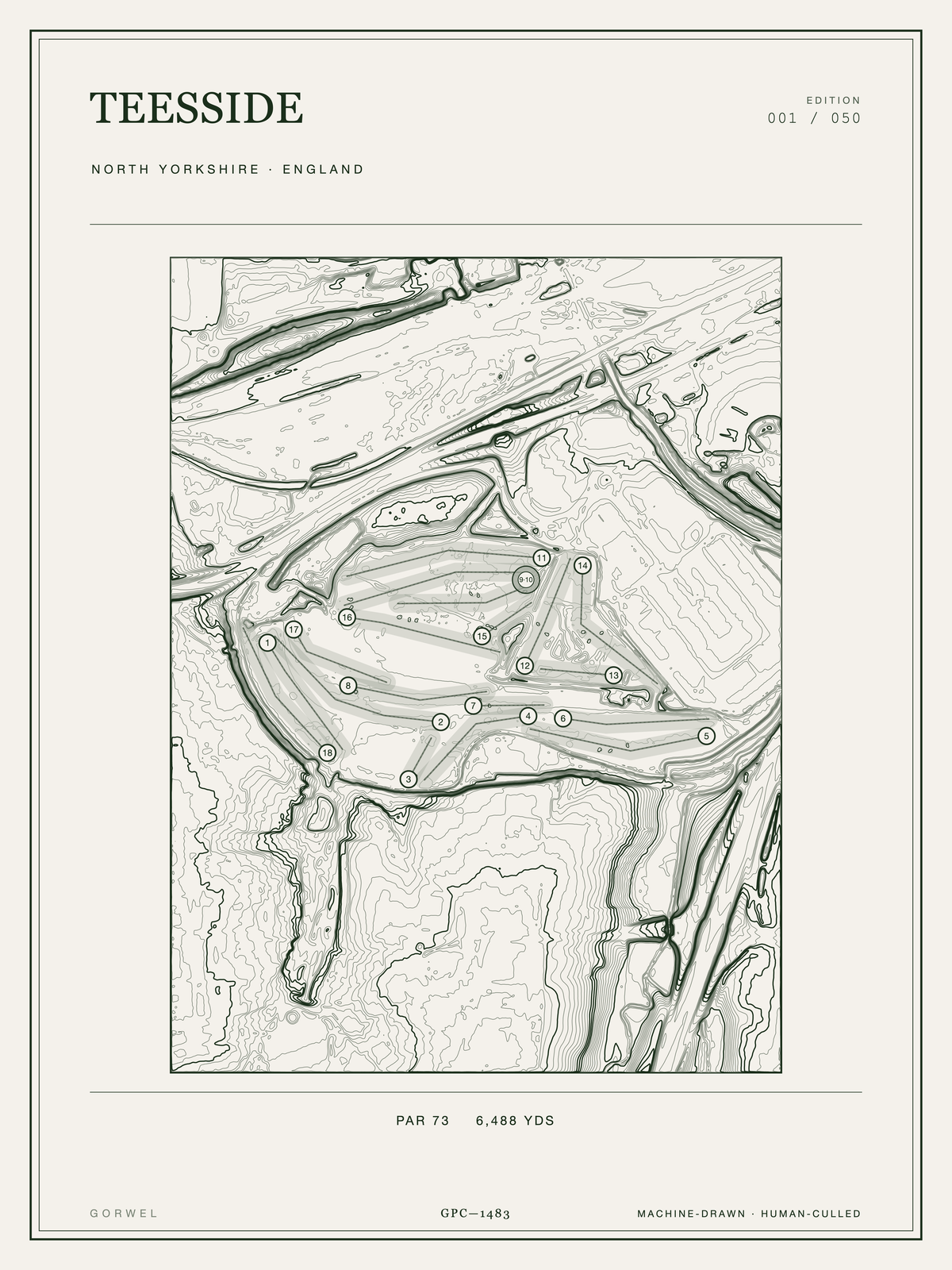 Teesside Golf Course Print | Topographic Map Wall Art
