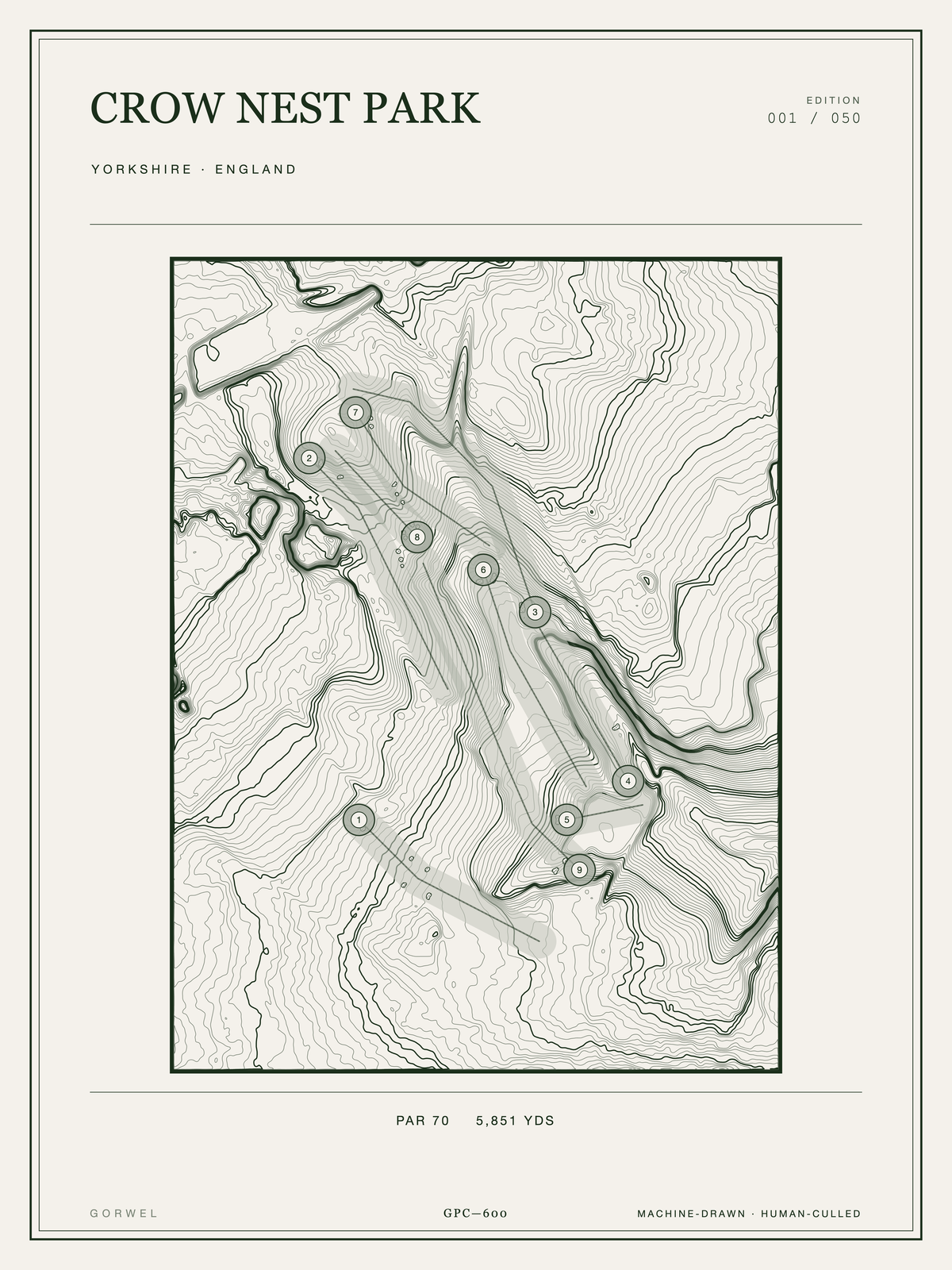 Crow Nest Park Golf Course Print | Topographic Map Wall Art