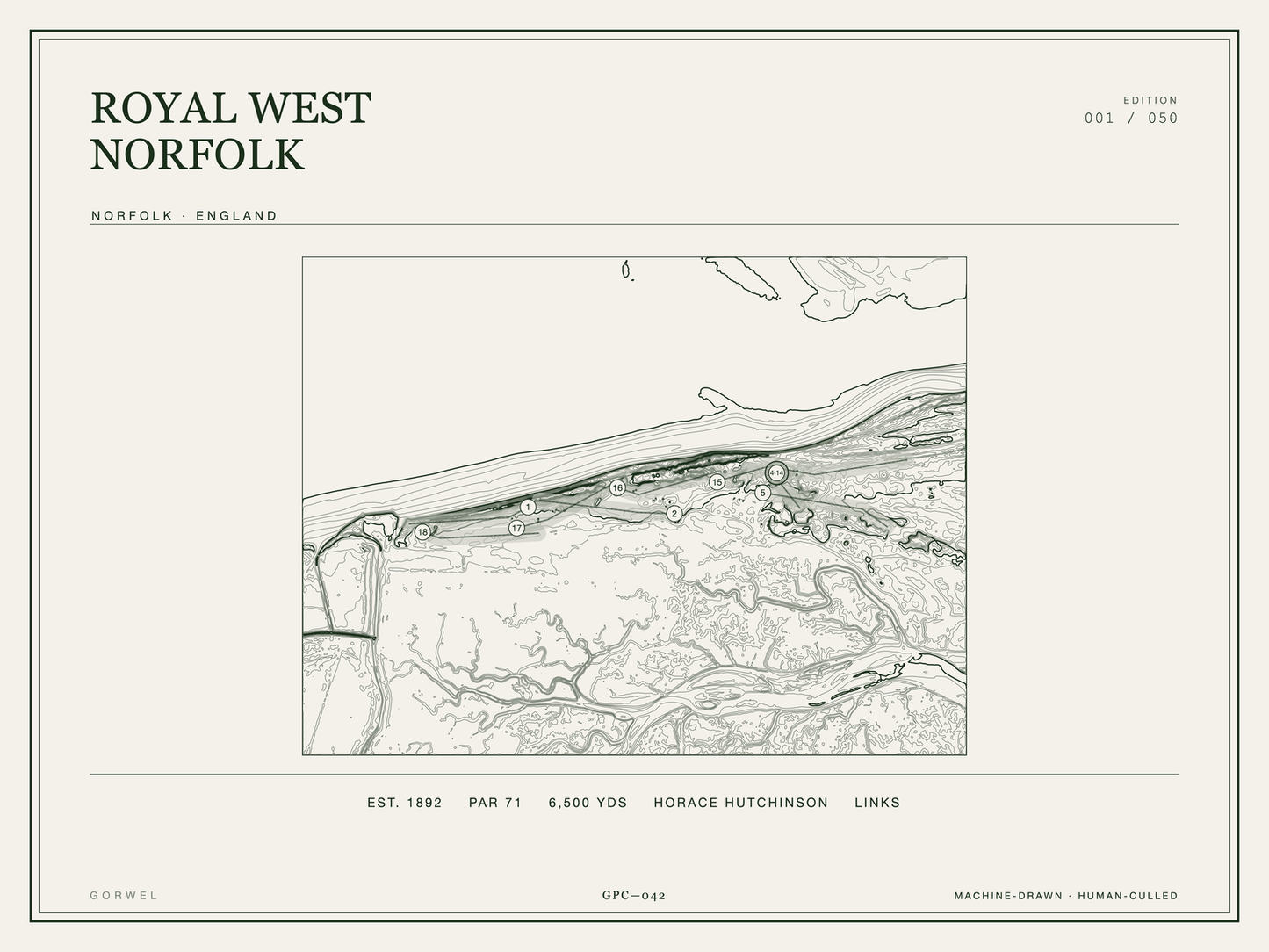 Royal West Norfolk Golf Course Print | Topographic Map Wall Art