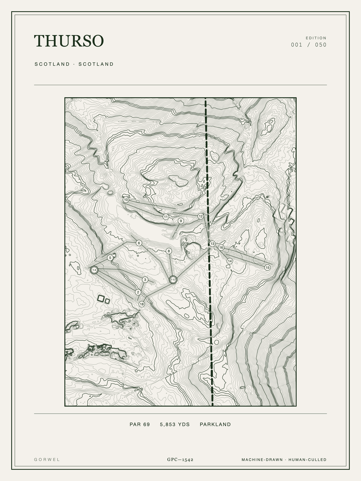 Thurso Golf Course Print | Topographic Map Wall Art