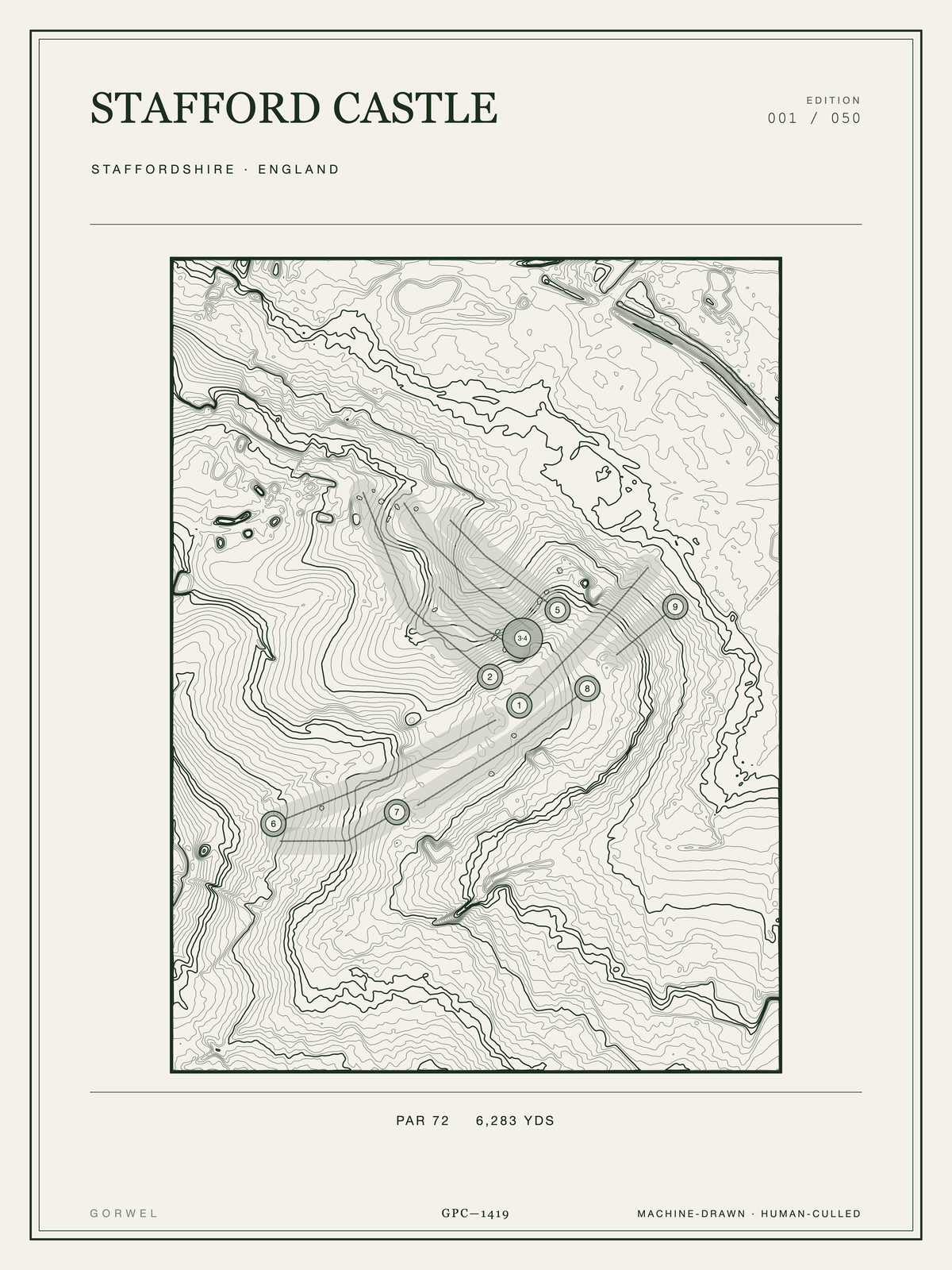 Stafford Castle Golf Course Print | Topographic Map Wall Art