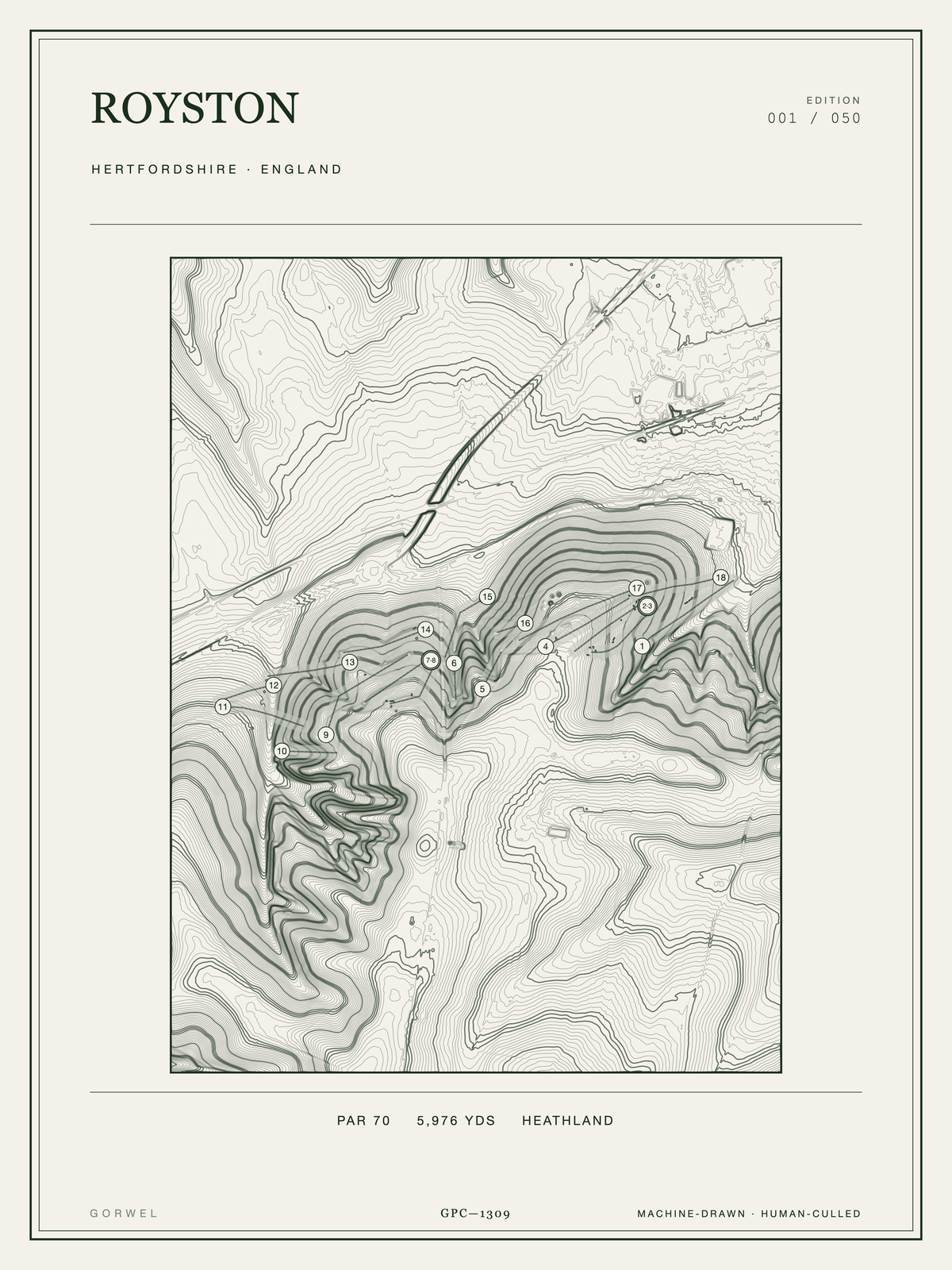 Royston Golf Course Print | Topographic Map Wall Art