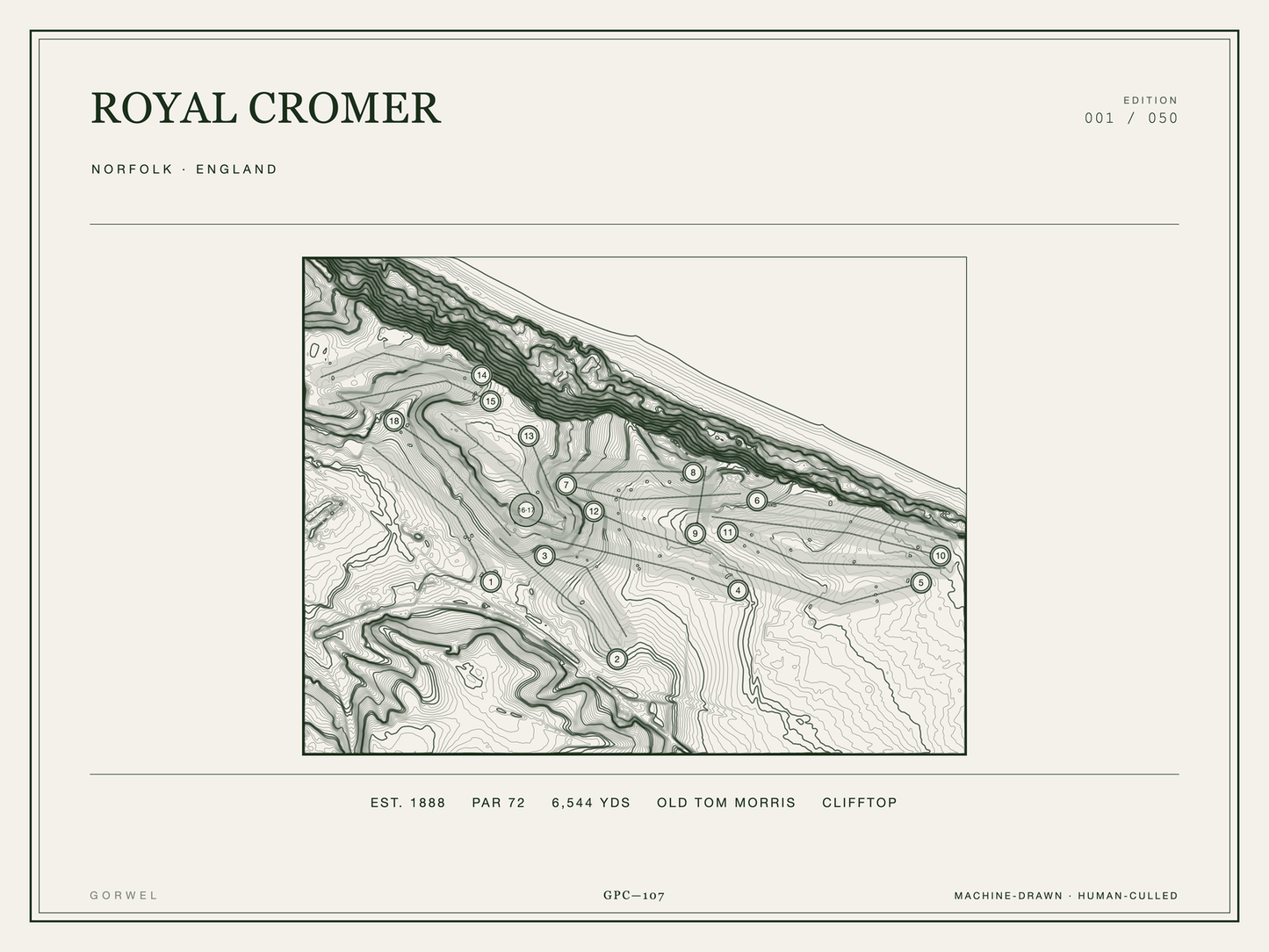 Royal Cromer Golf Course Print | Topographic Map Wall Art