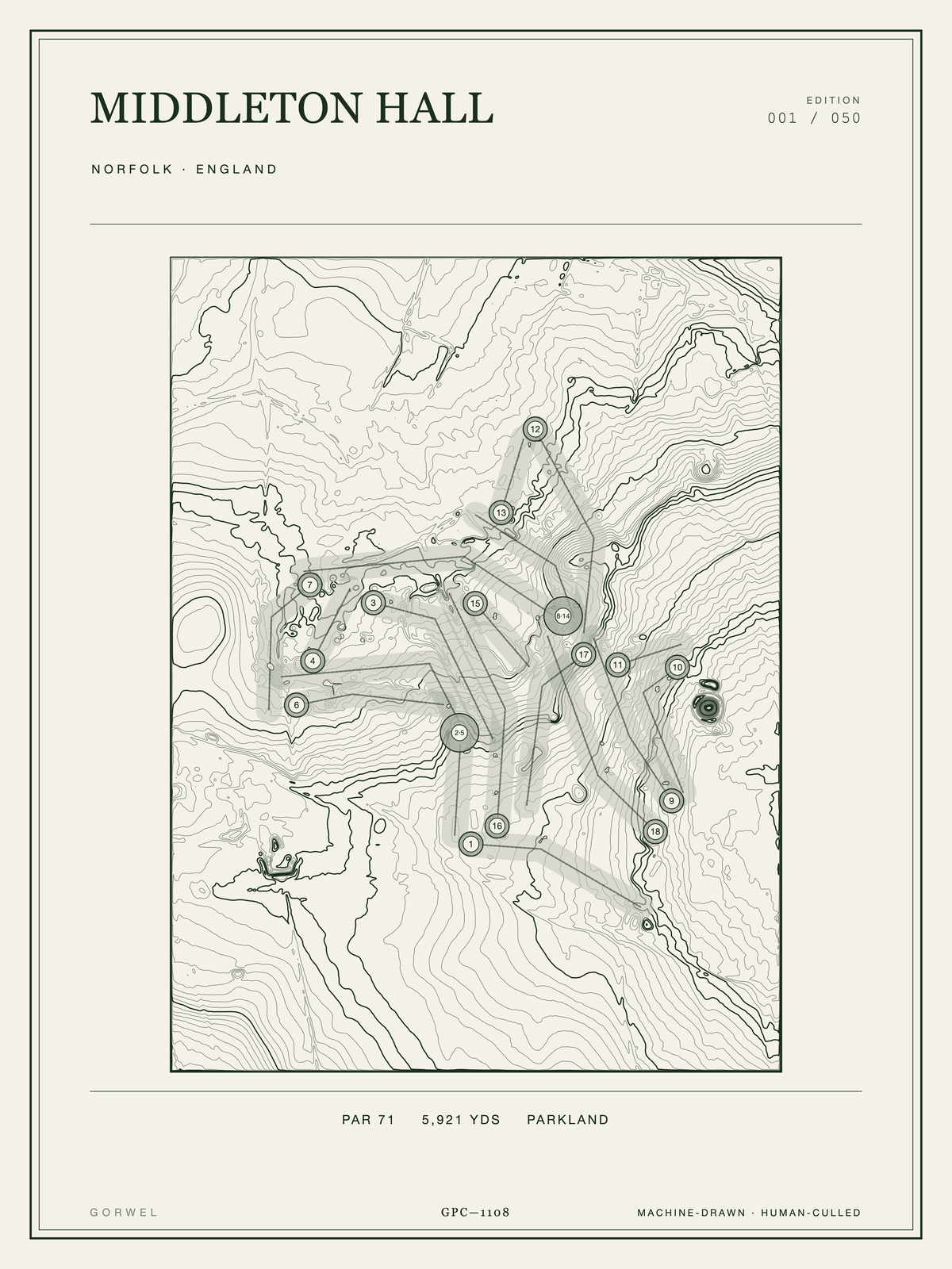 Middleton Hall Golf Course Print | Topographic Map Wall Art