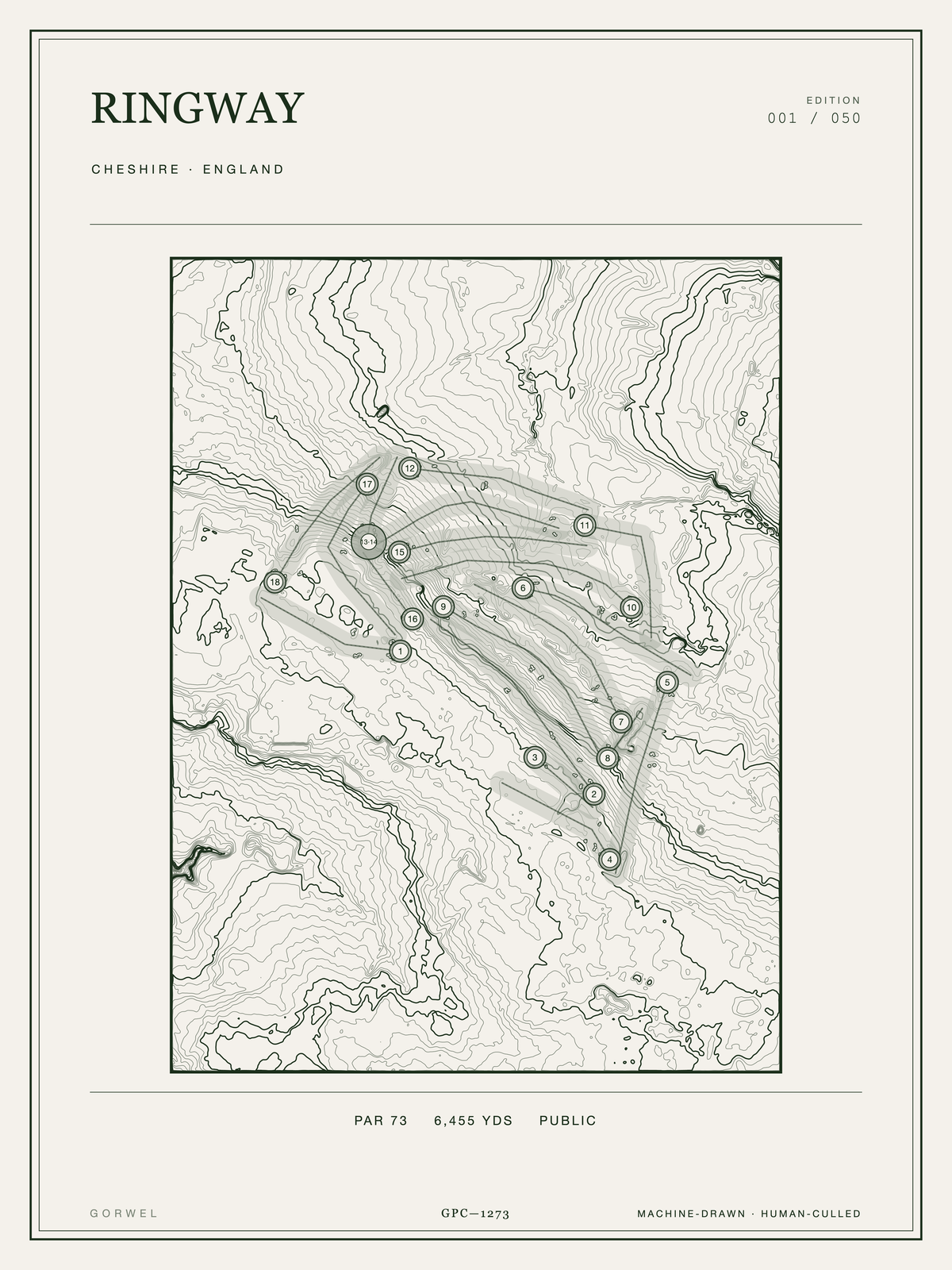 Ringway Golf Course Print | Topographic Map Wall Art