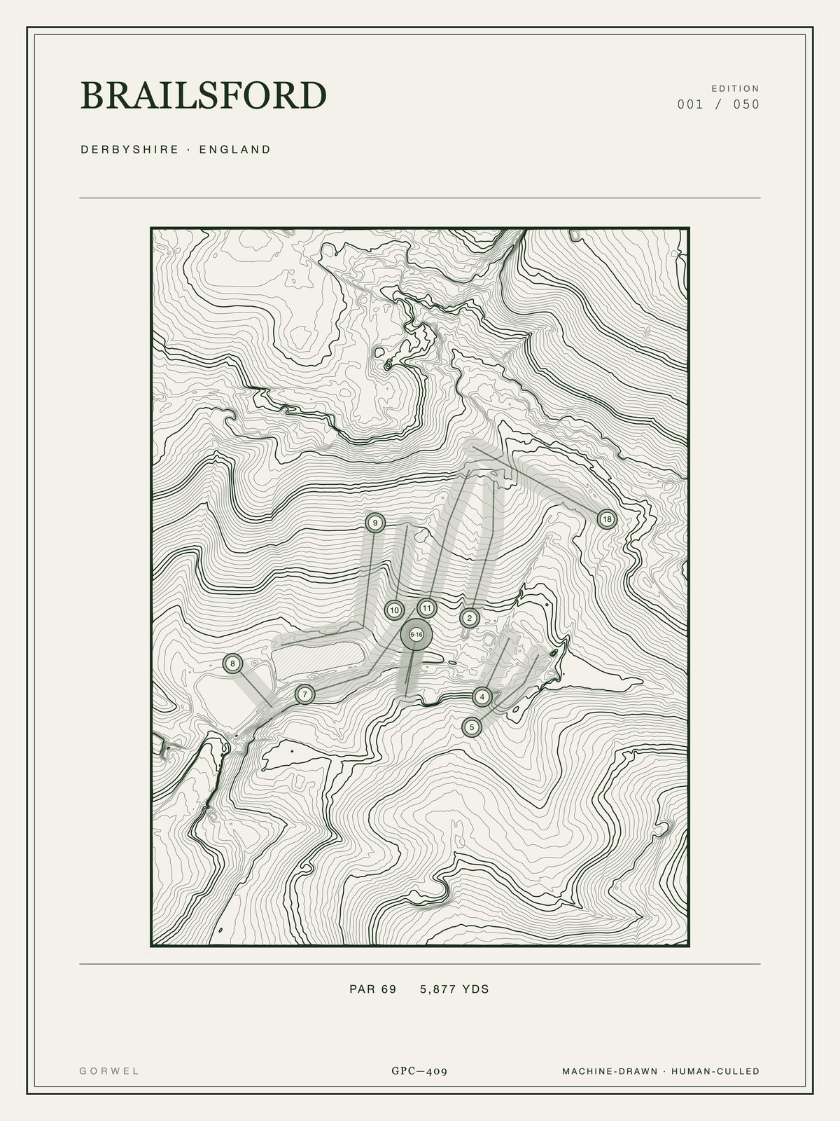 Brailsford Golf Course Print | Topographic Map Wall Art