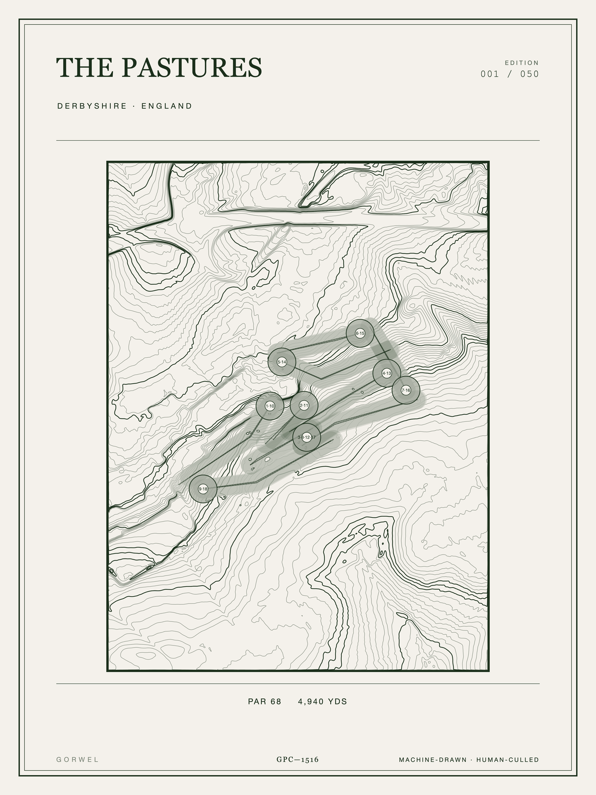 The Pastures Golf Course Print | Topographic Map Wall Art
