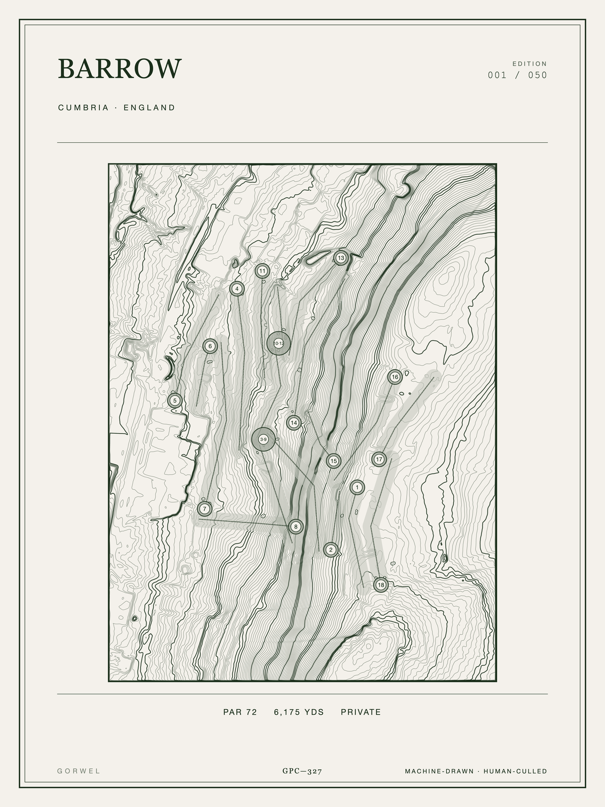 Barrow Golf Course Print | Topographic Map Wall Art