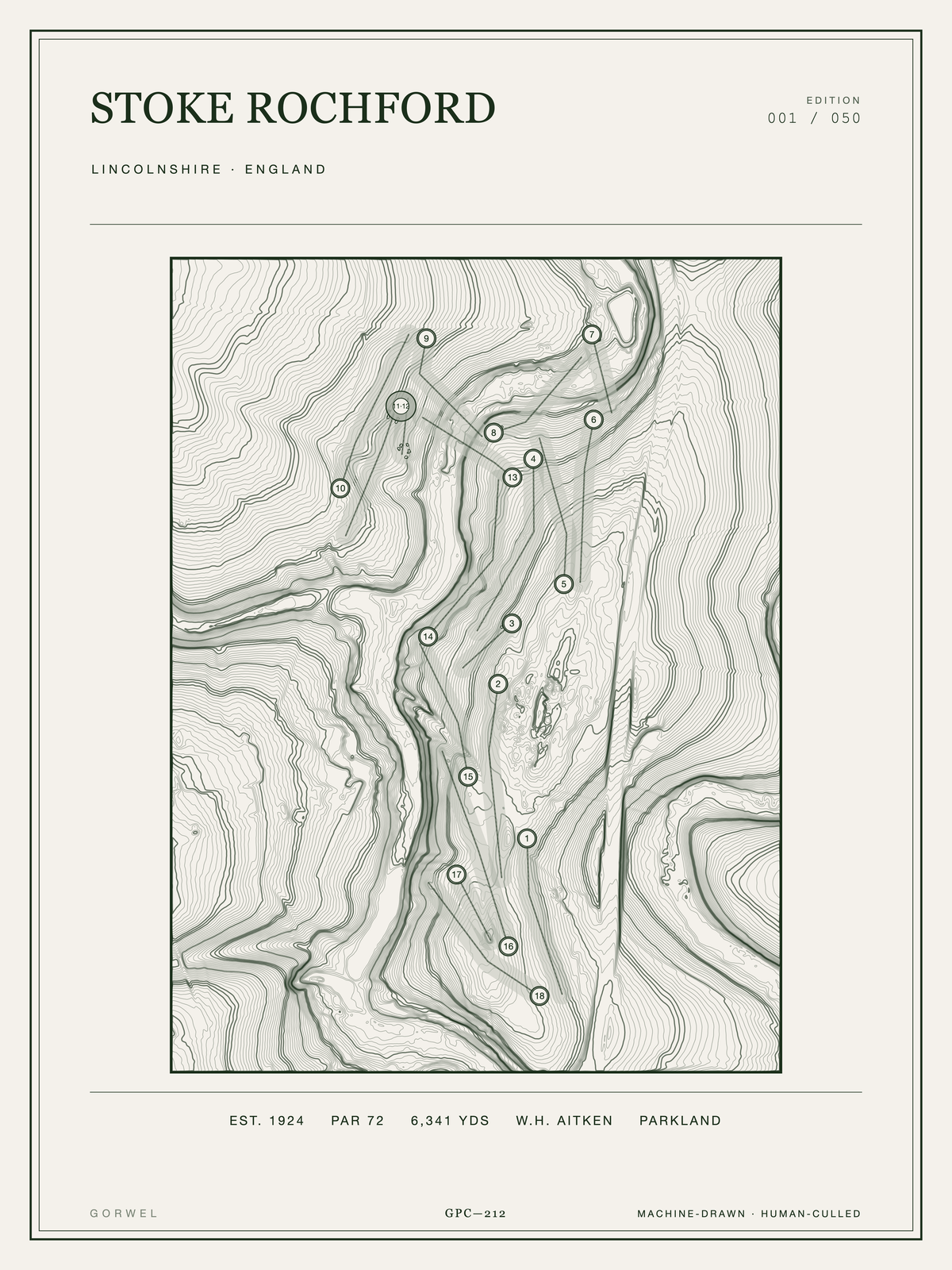Stoke Rochford Golf Course Print | Topographic Map Wall Art