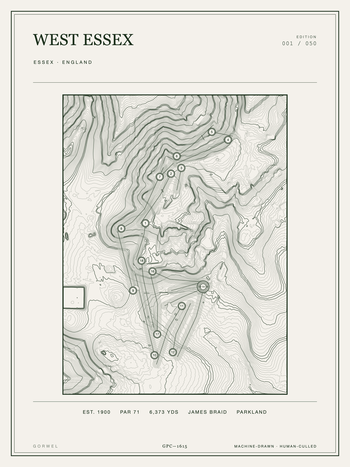 West Essex Golf Course Print | Topographic Map Wall Art