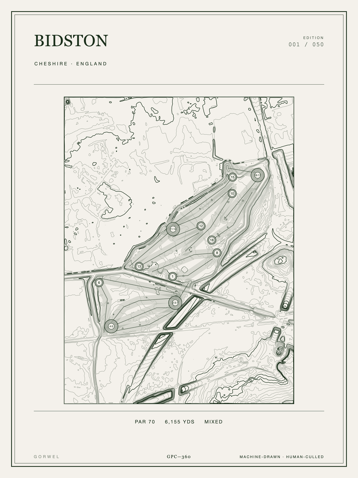 Bidston Golf Course Print | Topographic Map Wall Art