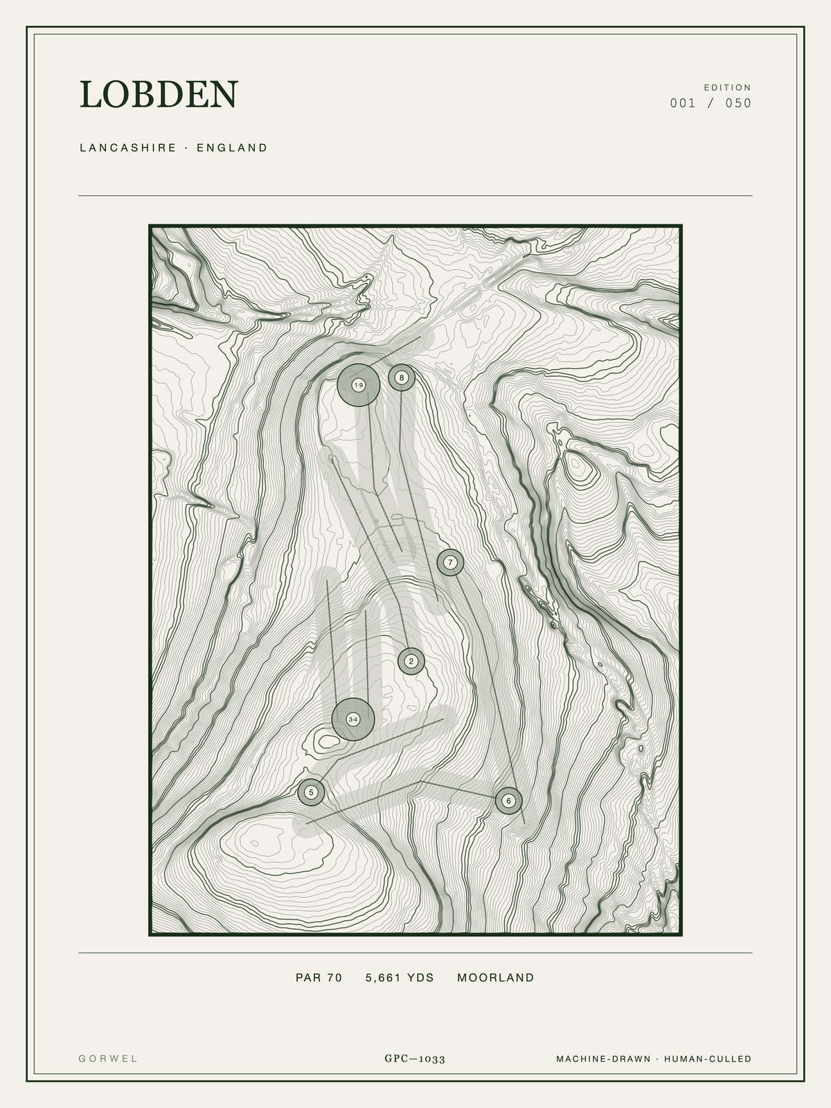Lobden Golf Course Print | Topographic Map Wall Art