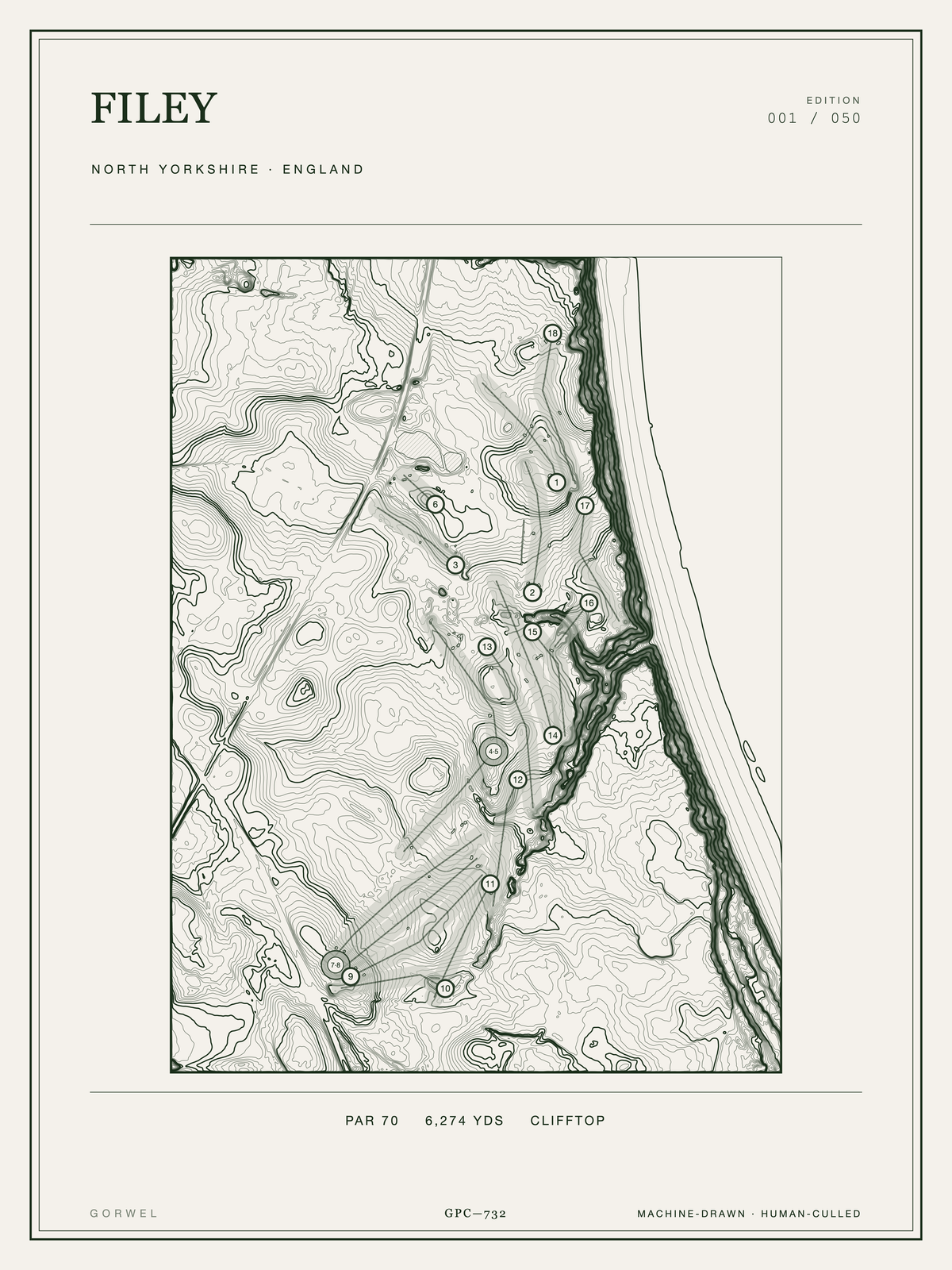 Filey Golf Course Print | Topographic Map Wall Art