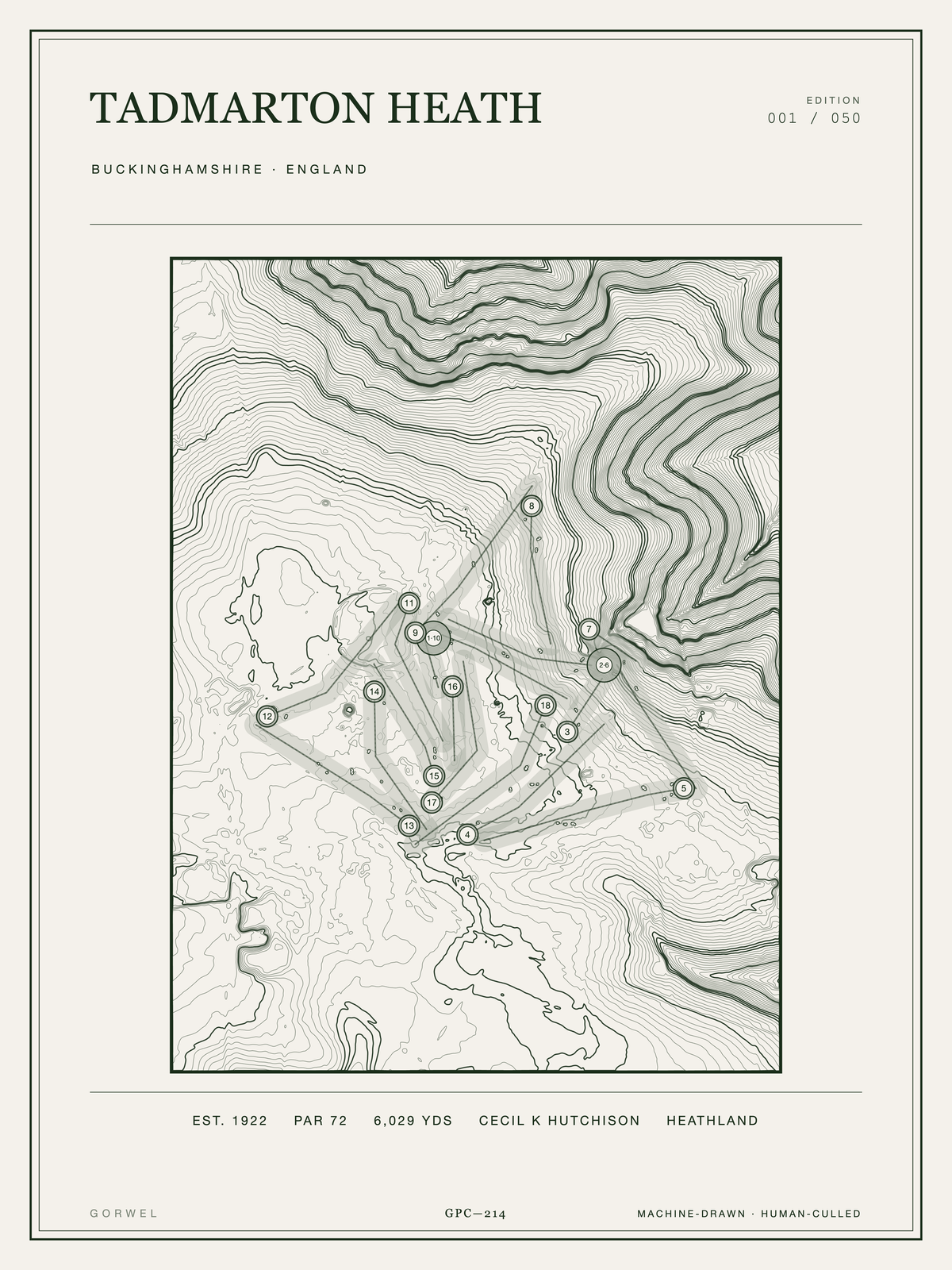 Tadmarton Heath Golf Course Print | Topographic Map Wall Art