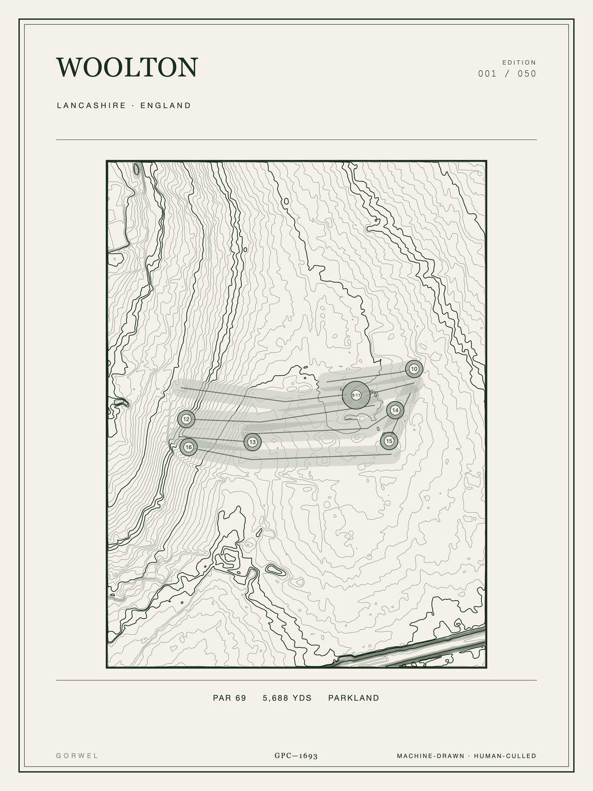 Woolton Golf Course Print | Topographic Map Wall Art