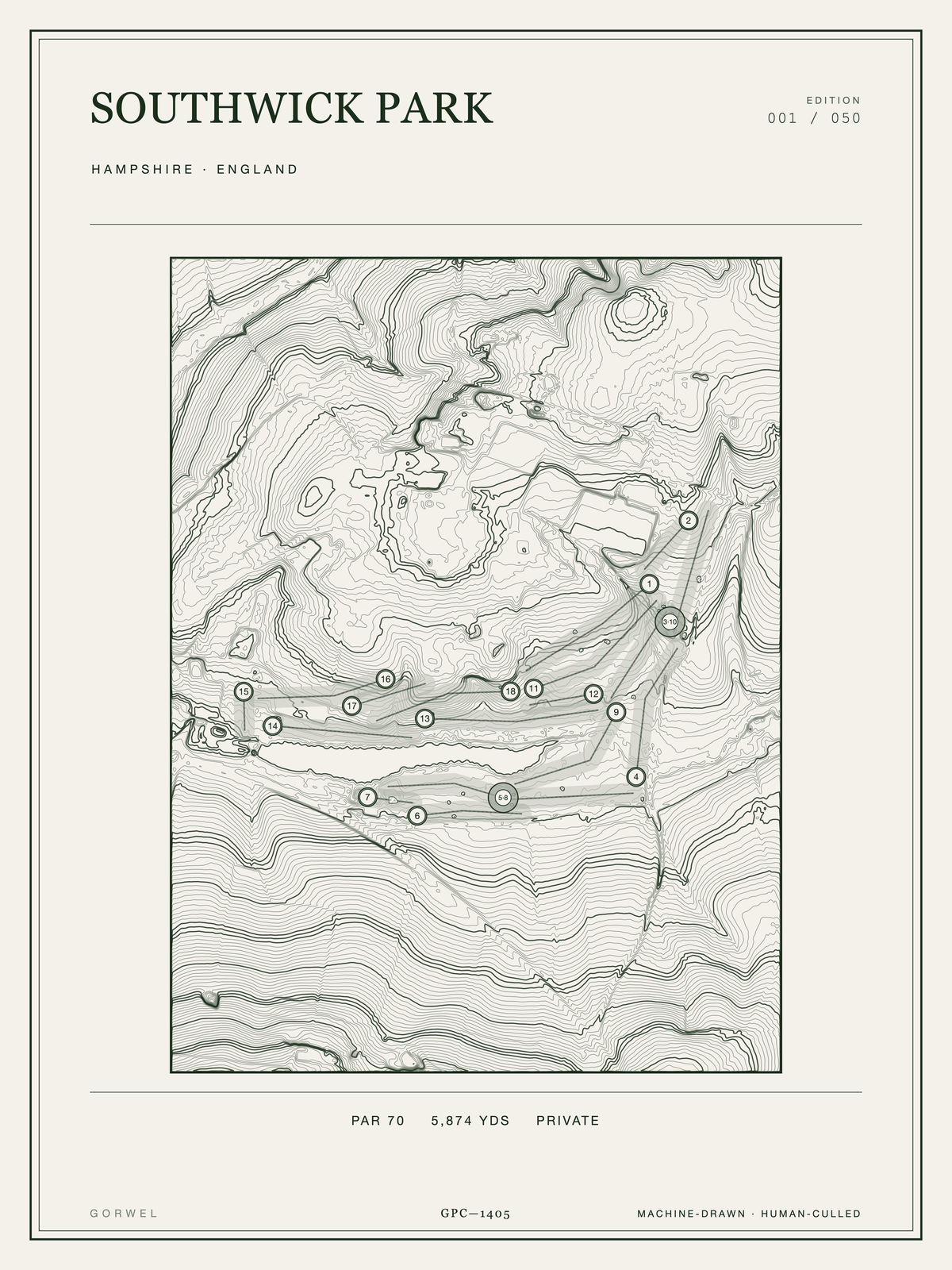 Southwick Park Golf Course Print | Topographic Map Wall Art