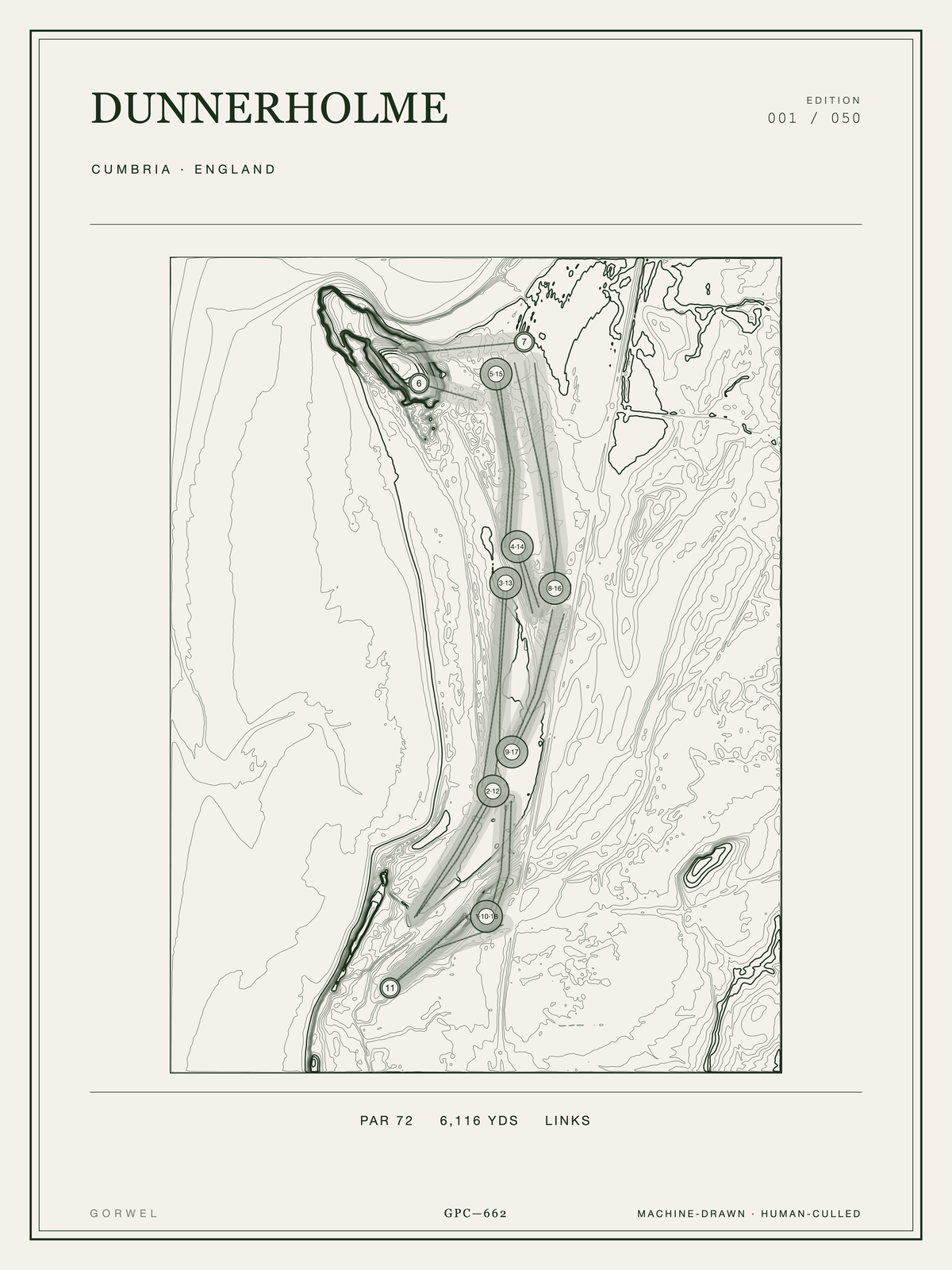 Dunnerholme Golf Course Print | Topographic Map Wall Art