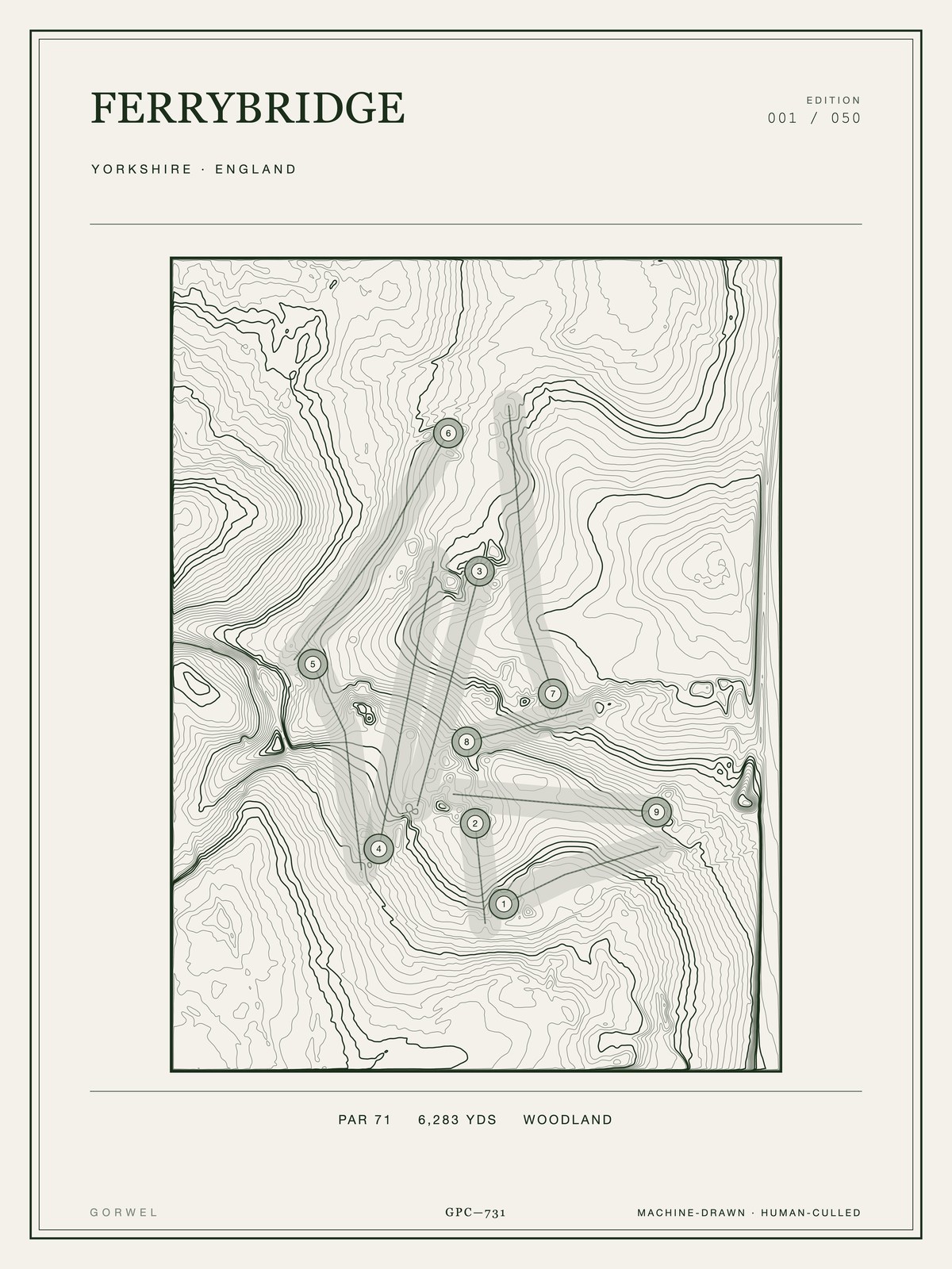Ferrybridge Golf Course Print | Topographic Map Wall Art