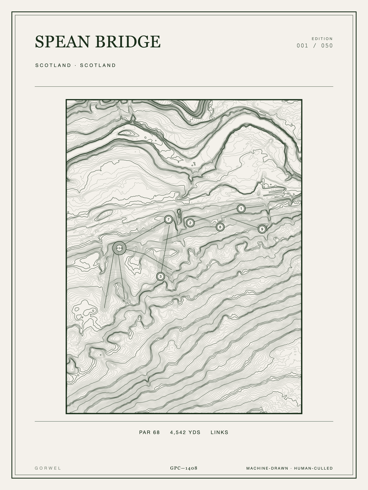 Spean Bridge Golf Course Print | Topographic Map Wall Art