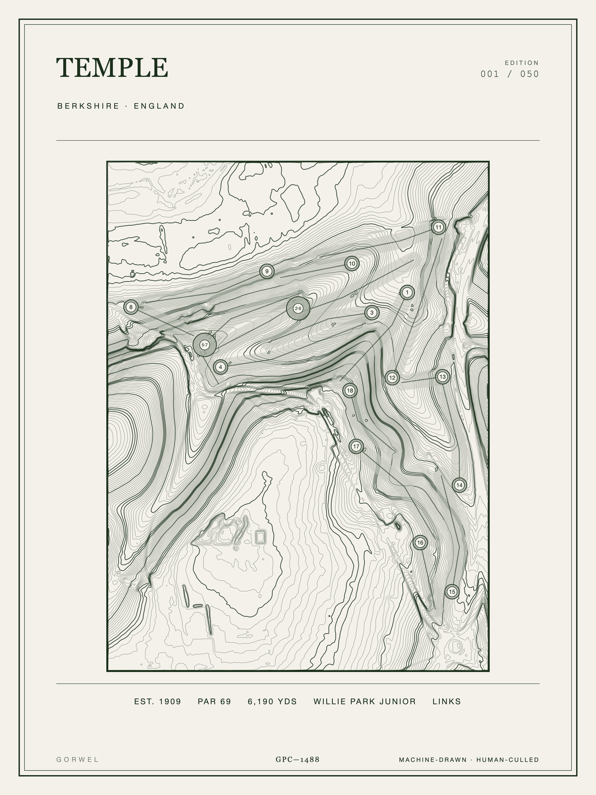 Temple Golf Course Print | Topographic Map Wall Art