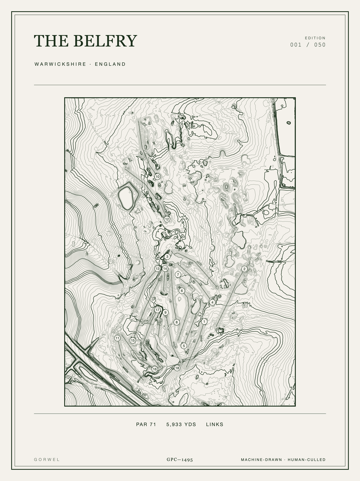 The Belfry Golf Course Print | Topographic Map Wall Art