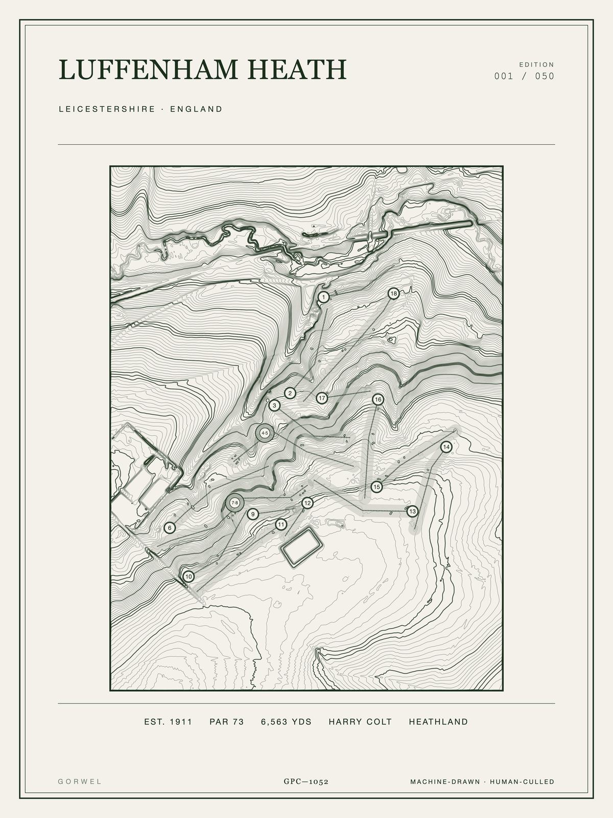 Luffenham Heath Golf Course Print | Topographic Map Wall Art