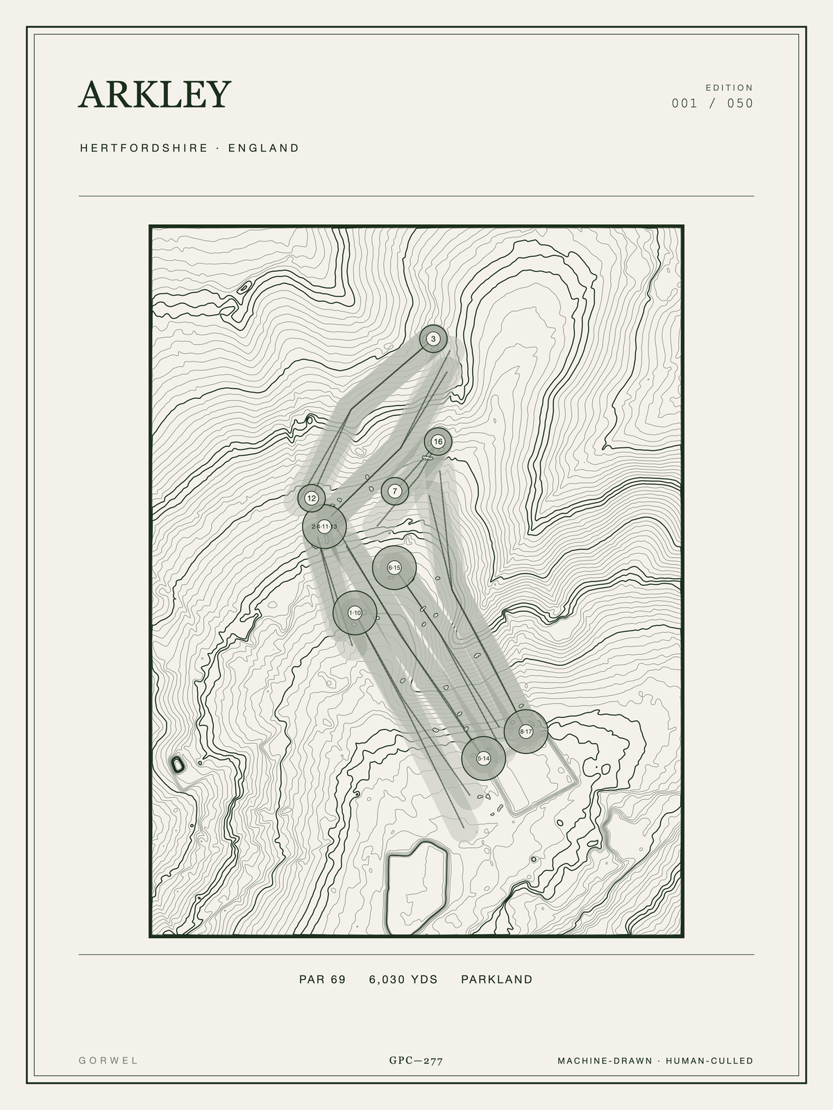 Arkley Golf Course Print | Topographic Map Wall Art