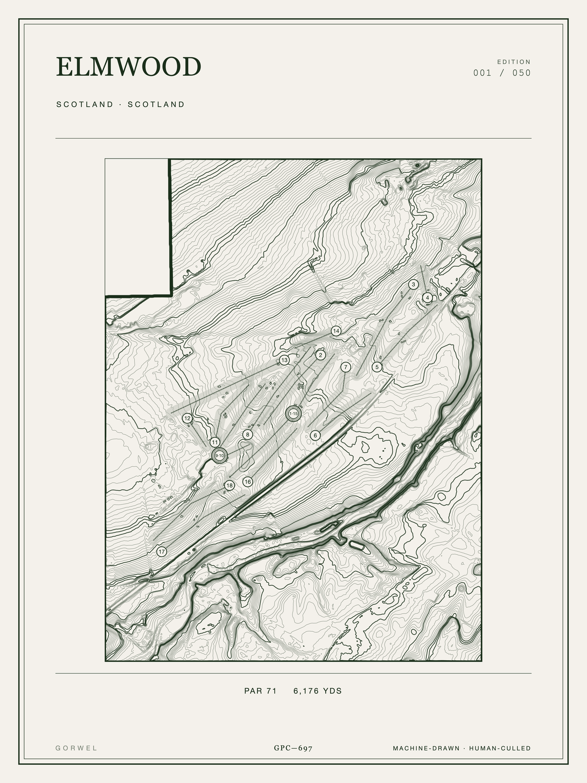 Elmwood Golf Course Print | Topographic Map Wall Art