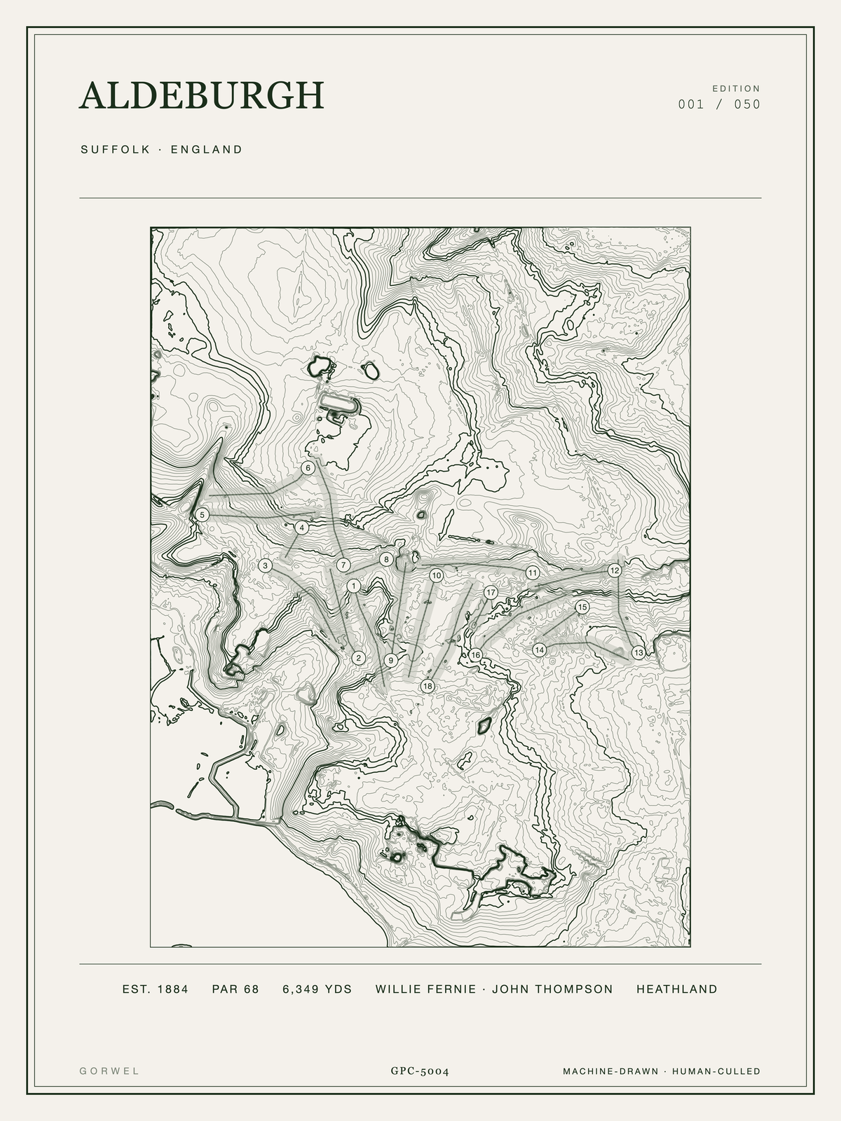 Aldeburgh Golf Course Print | Topographic Map Wall Art