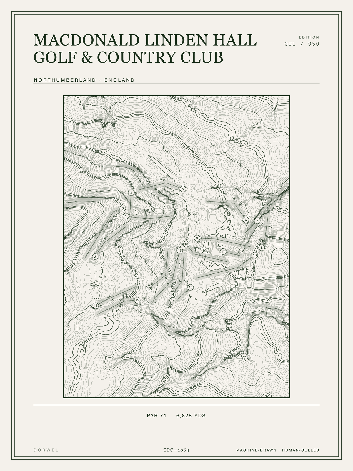 Macdonald Linden Hall Golf & Country Club Golf Course Print | Topographic Map Wall Art