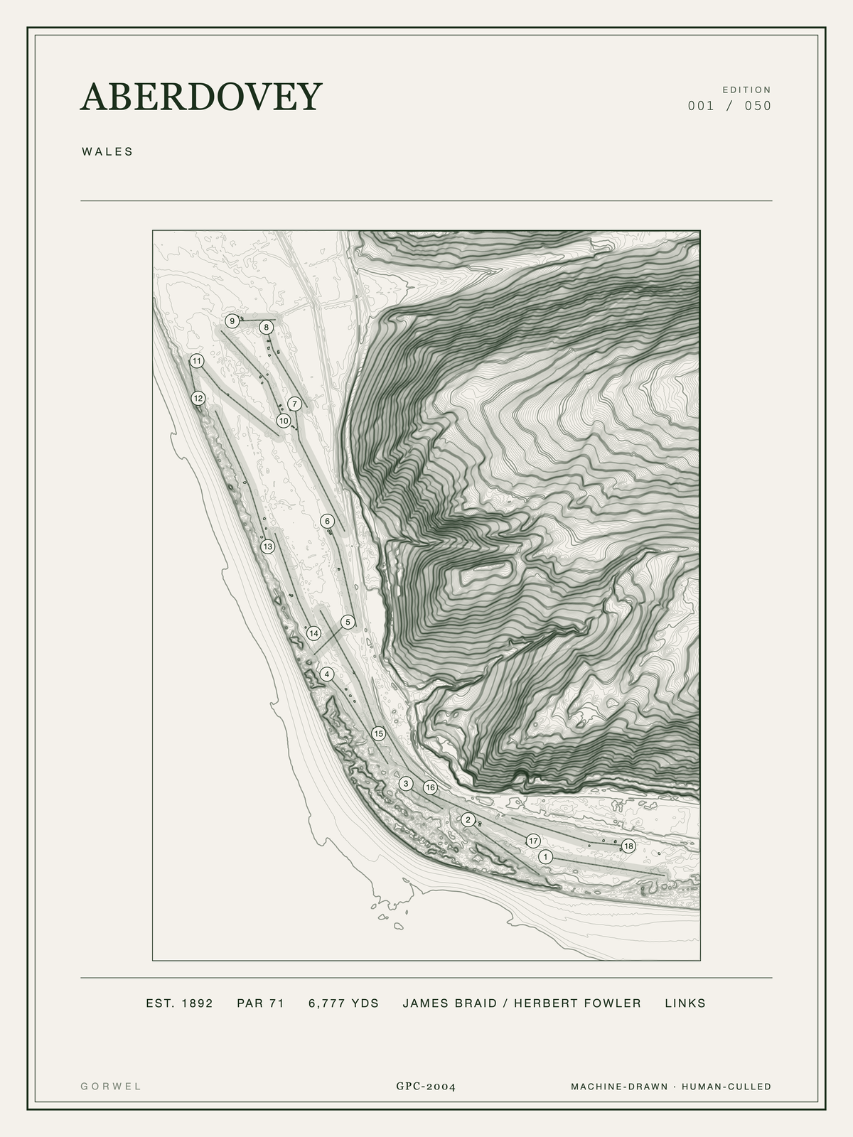 Aberdovey Golf Course Print | Topographic Map Wall Art