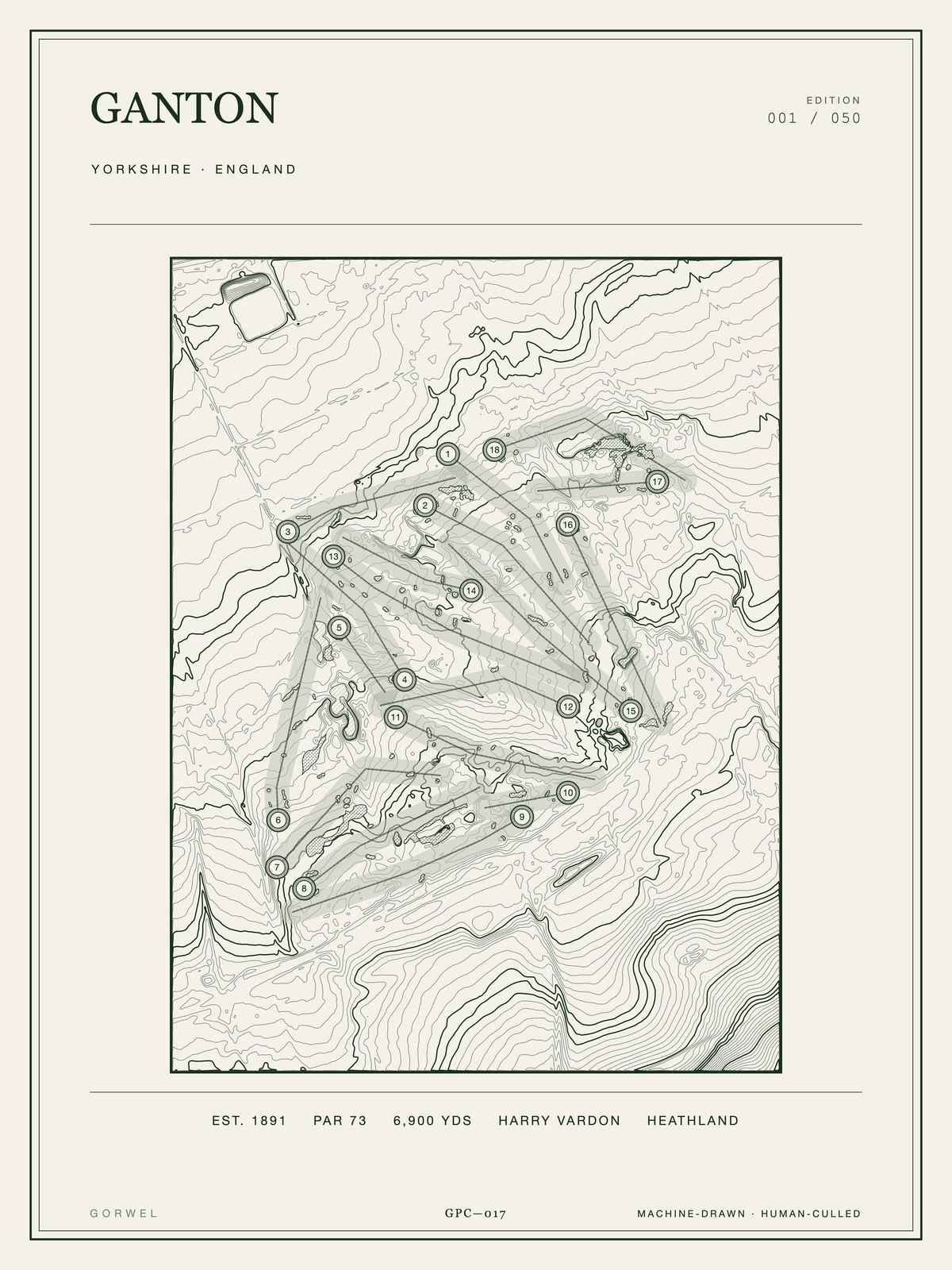Ganton Golf Course Print | Topographic Map Wall Art