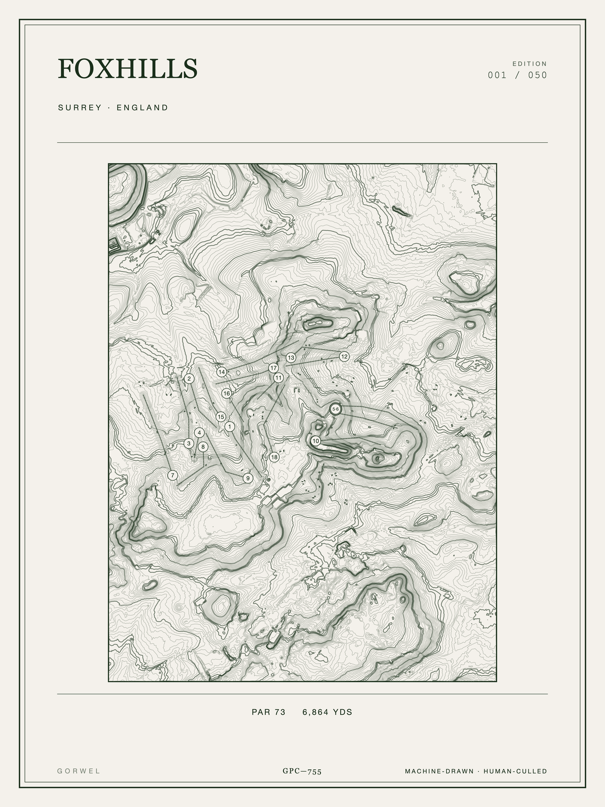 Foxhills Golf Course Print | Topographic Map Wall Art