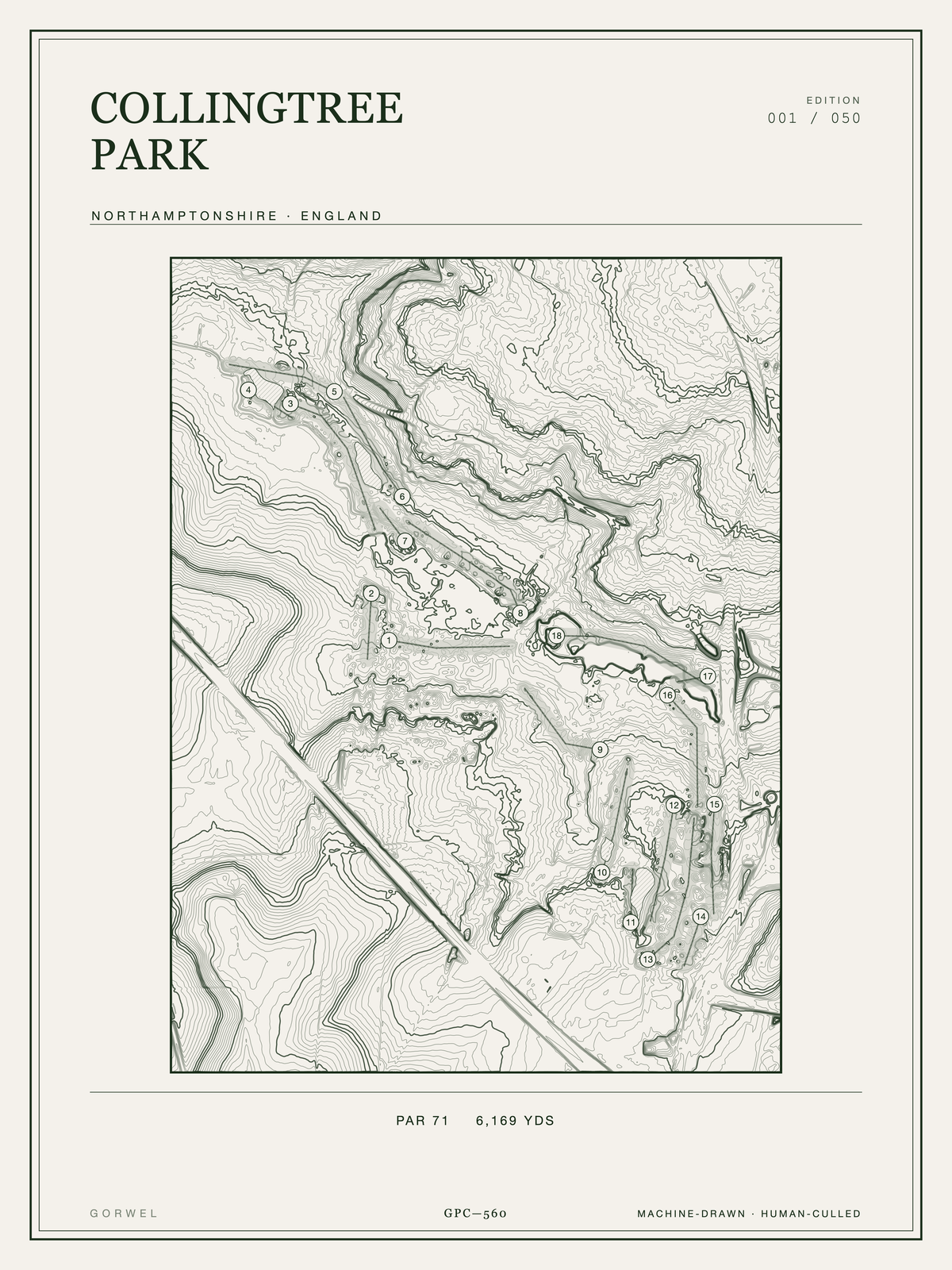 Collingtree Park Golf Course Print | Topographic Map Wall Art