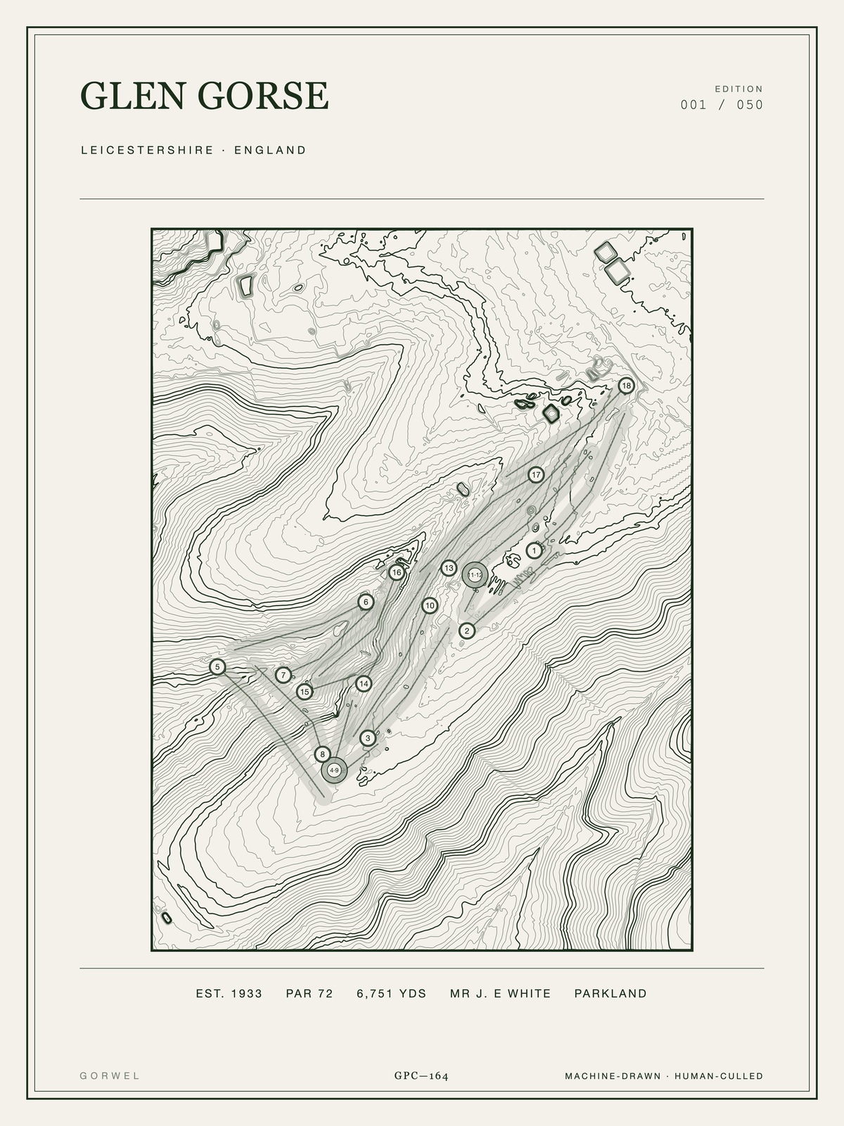 Glen Gorse Golf Course Print | Topographic Map Wall Art