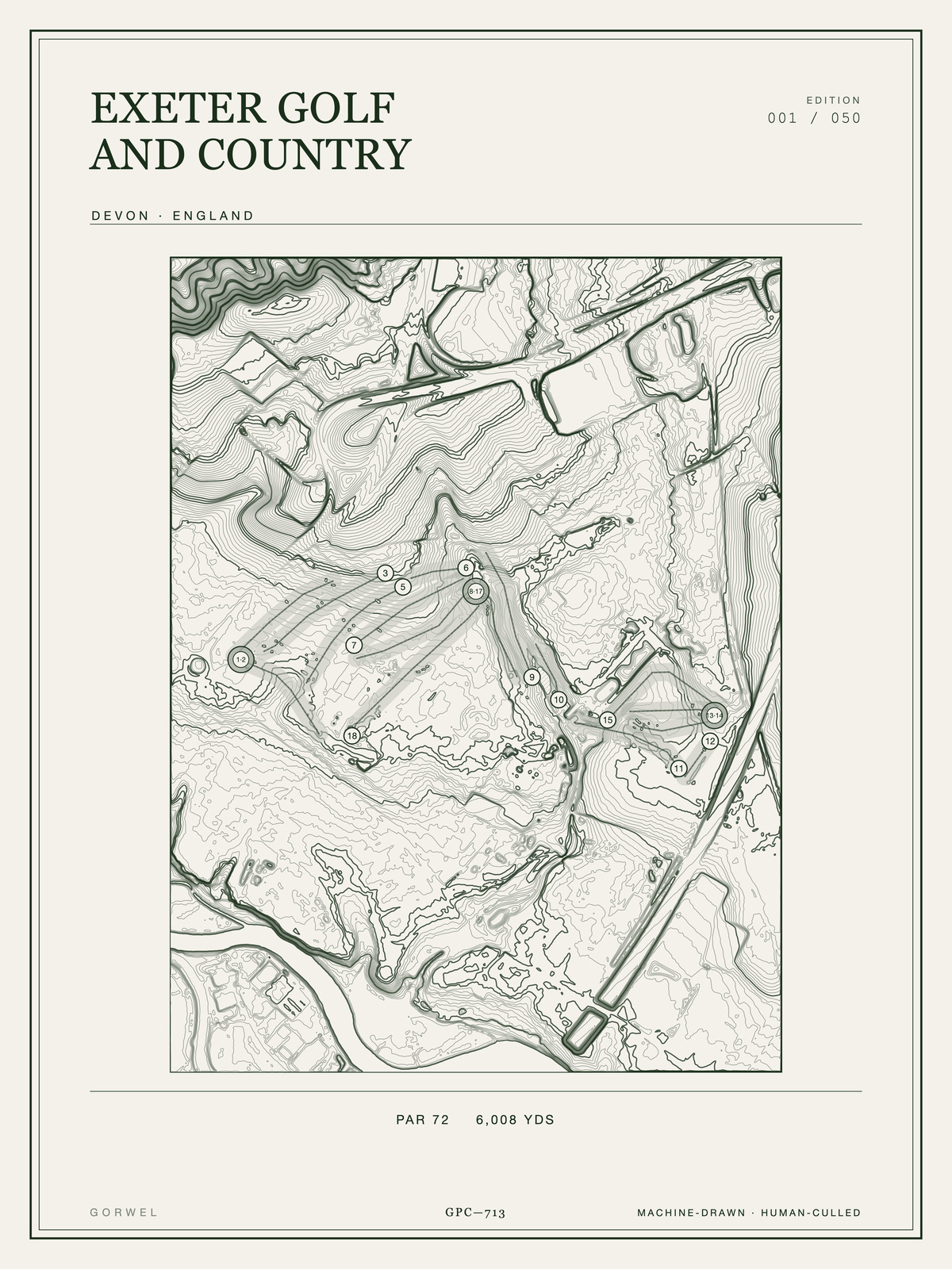 Exeter Golf And Country Golf Course Print | Topographic Map Wall Art