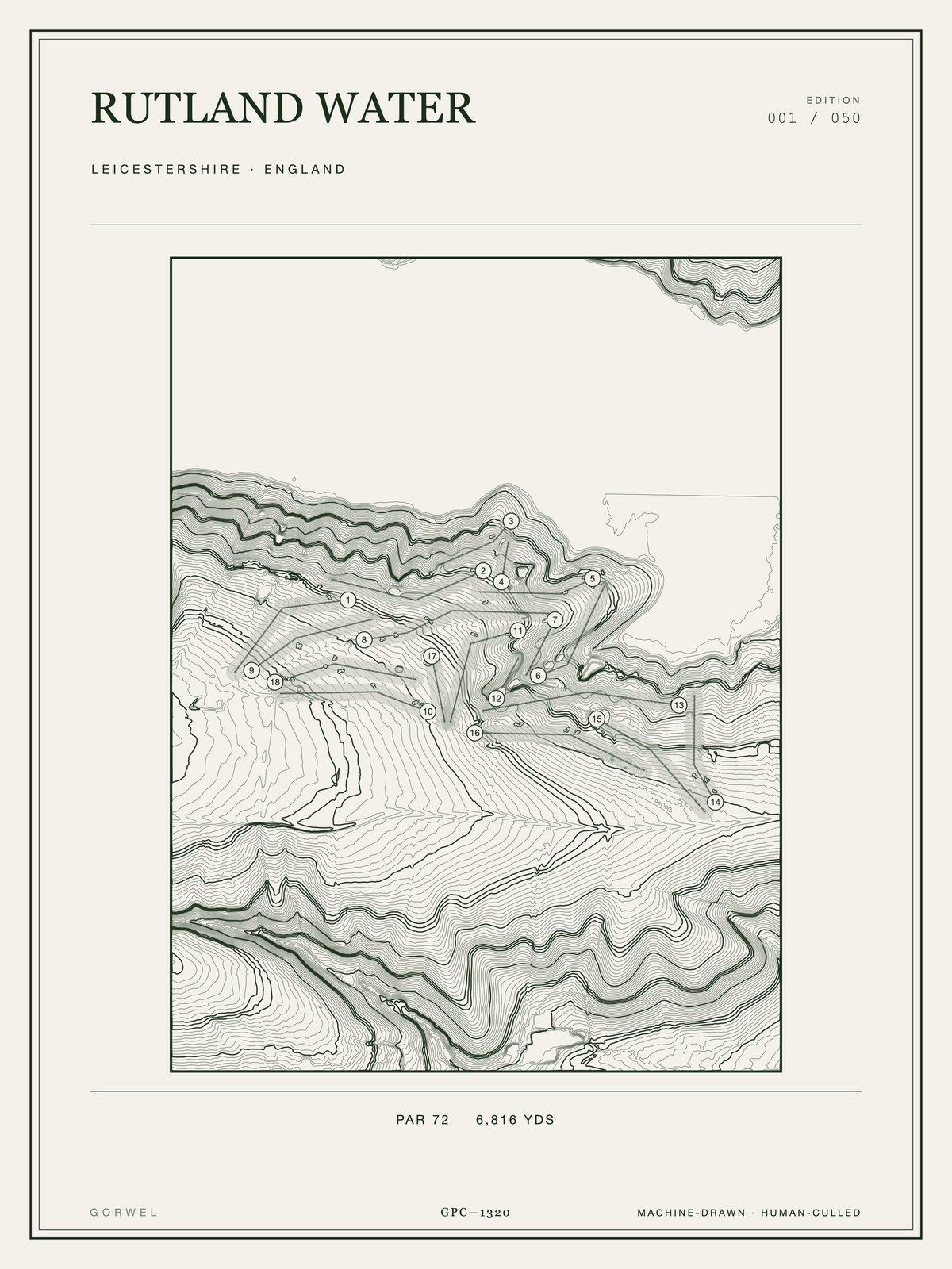 Rutland Water Golf Course Print | Topographic Map Wall Art