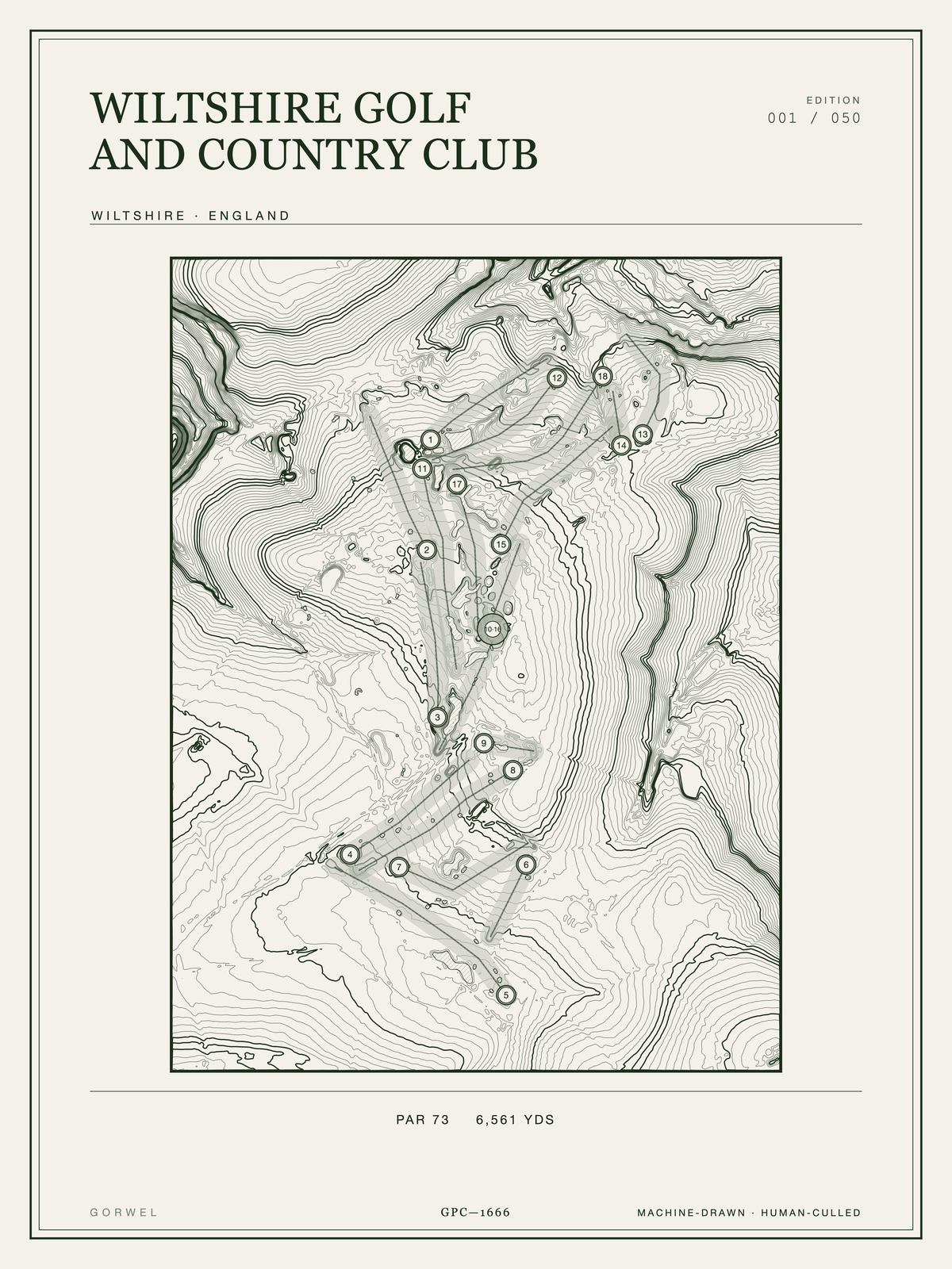Wiltshire Golf And Country Club Golf Course Print | Topographic Map Wall Art