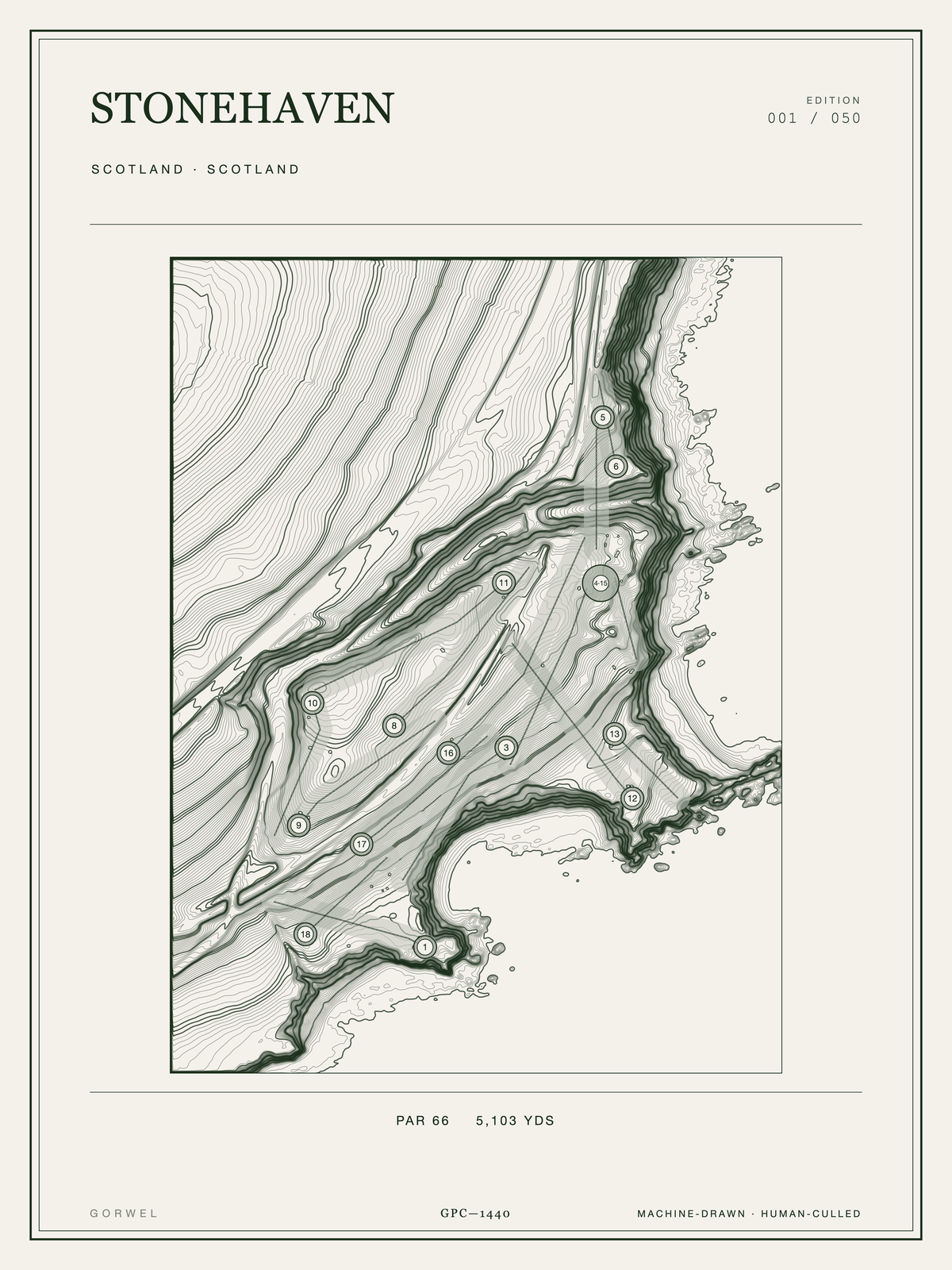 Stonehaven Golf Course Print | Topographic Map Wall Art