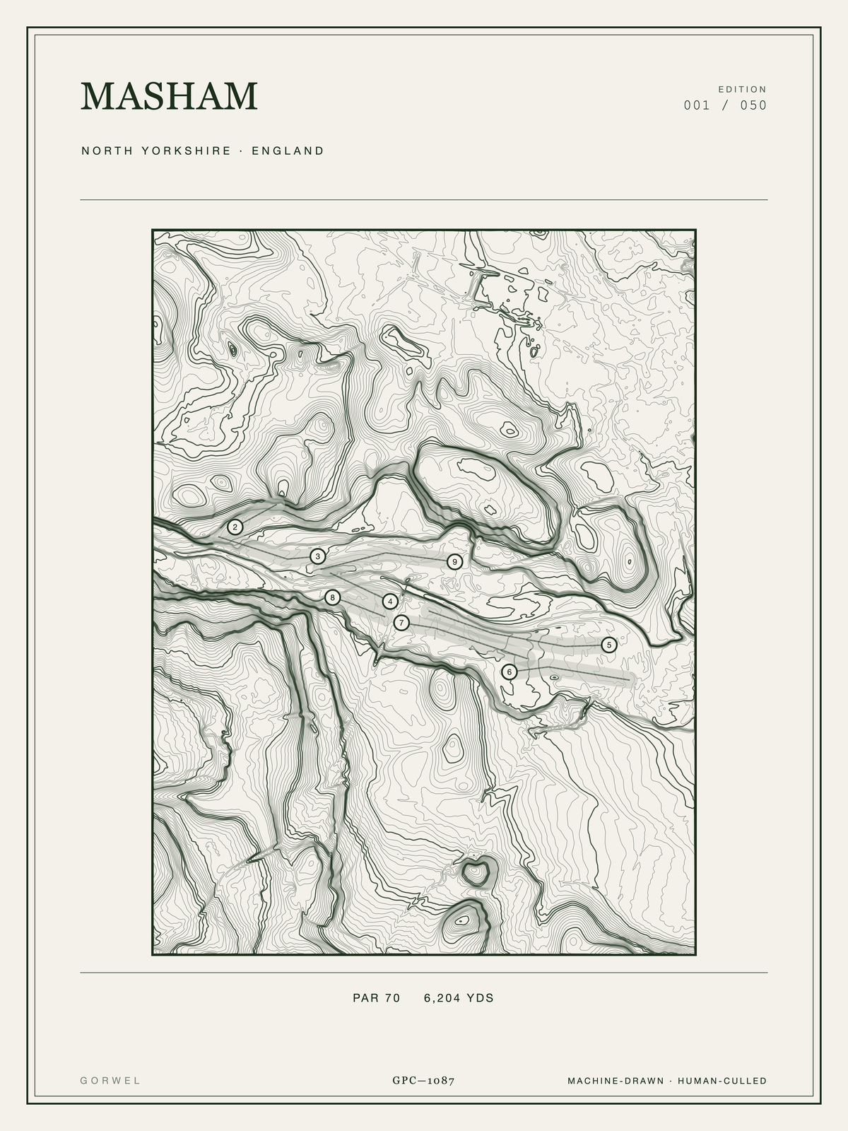 Masham Golf Course Print | Topographic Map Wall Art
