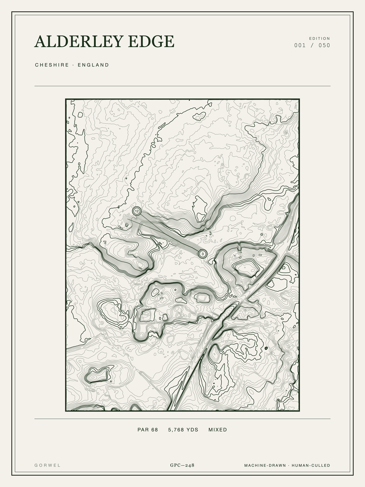 Alderley Edge Golf Course Print | Topographic Map Wall Art