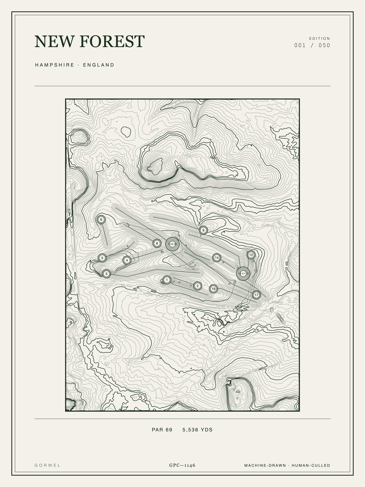 New Forest Golf Course Print | Topographic Map Wall Art