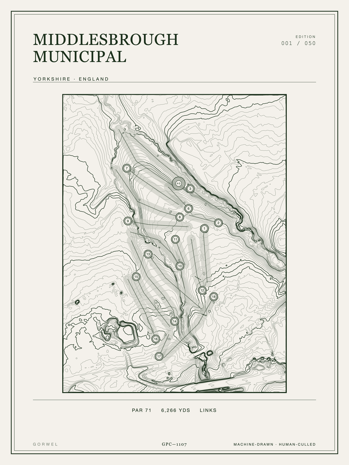 Middlesbrough Municipal Golf Course Print | Topographic Map Wall Art