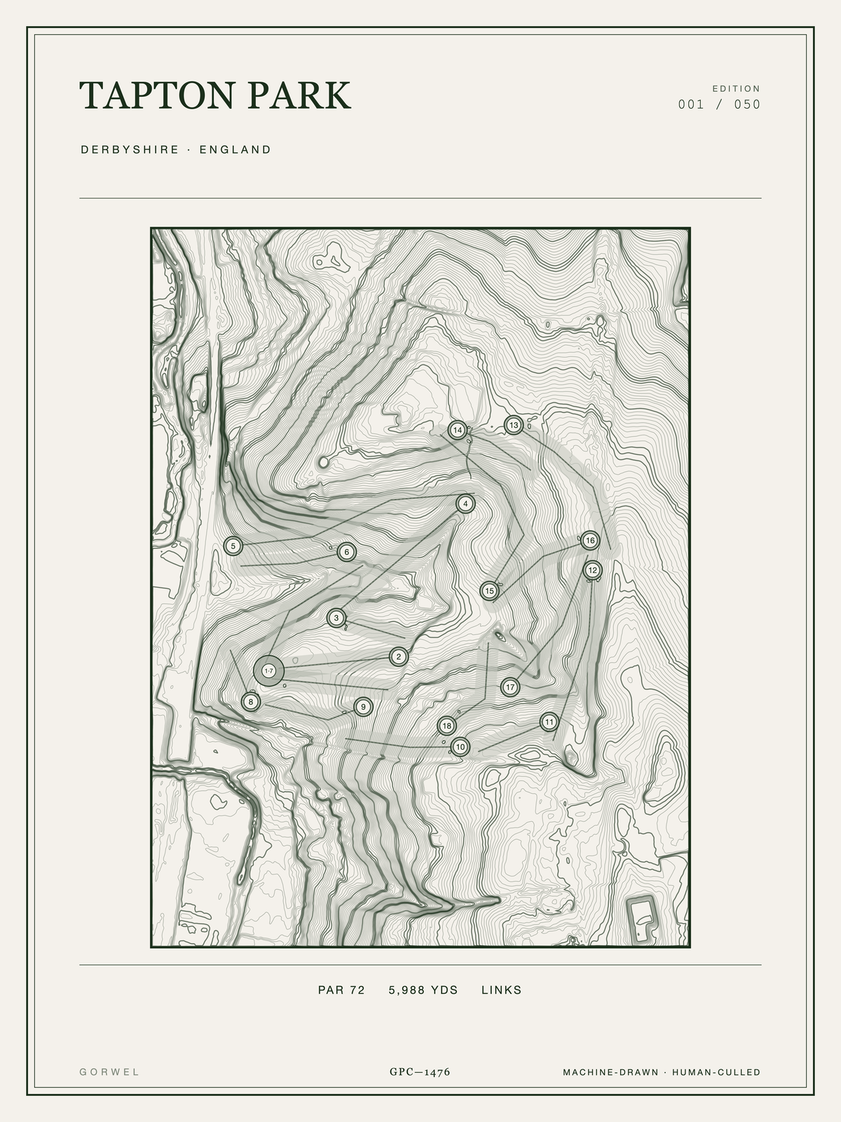 Tapton Park Golf Course Print | Topographic Map Wall Art