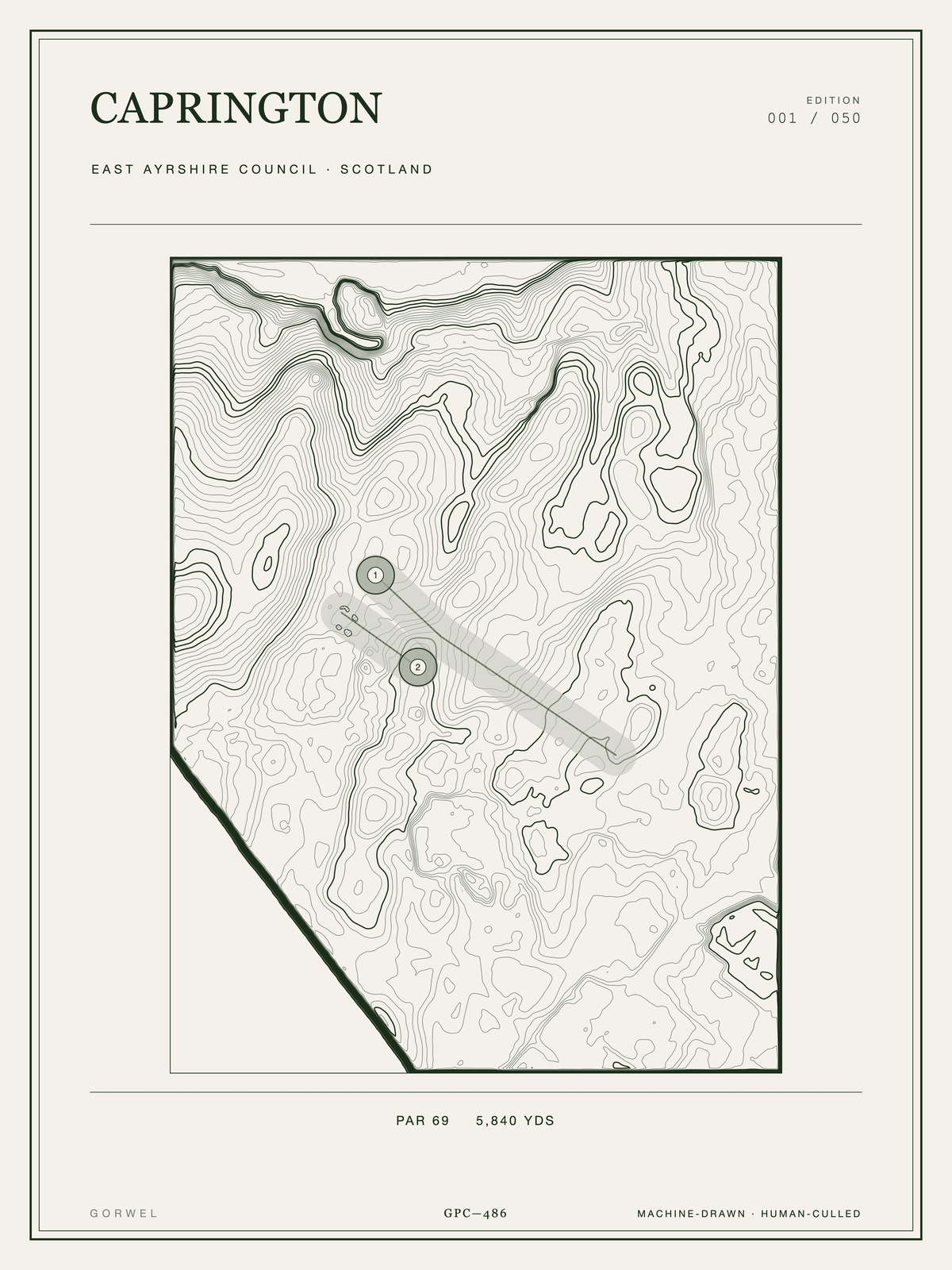 Caprington Golf Course Print | Topographic Map Wall Art