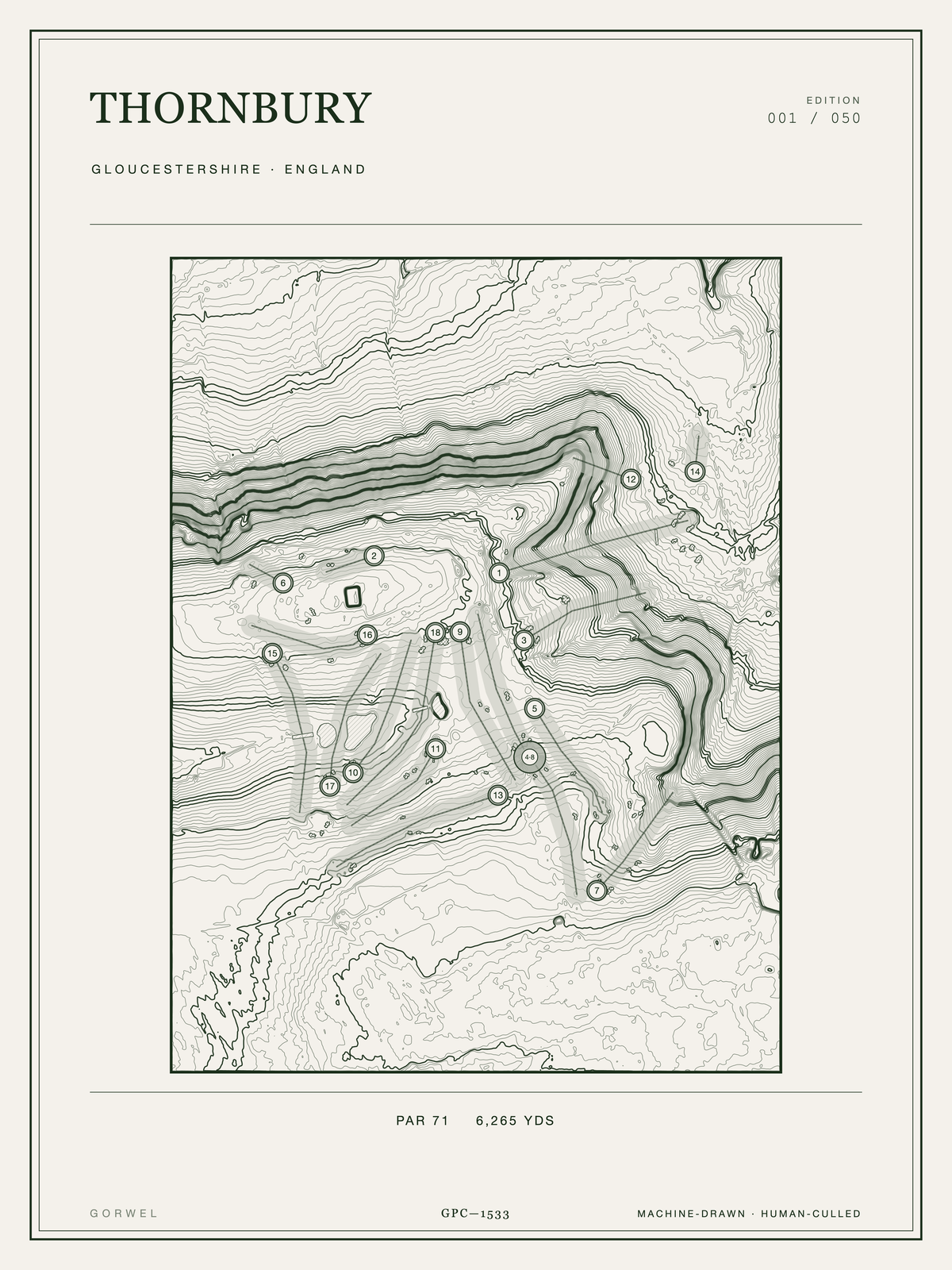 Thornbury Golf Course Print | Topographic Map Wall Art