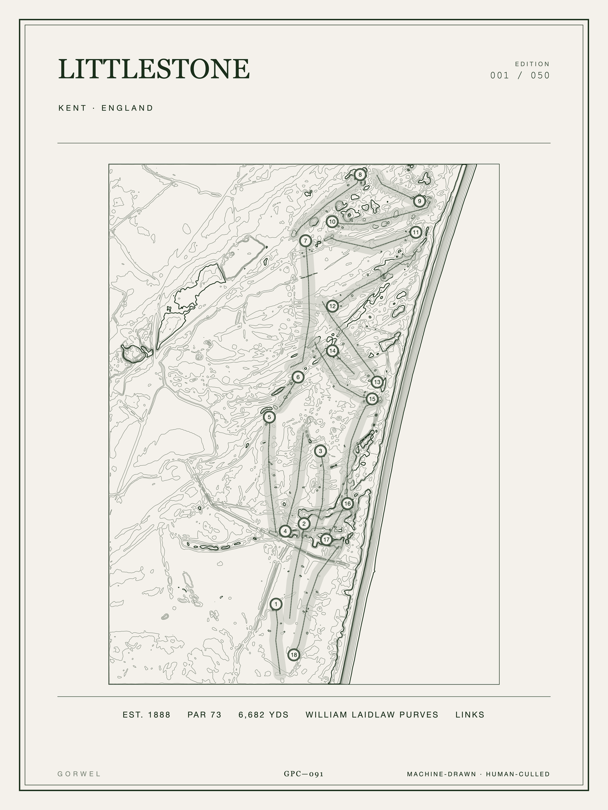 Littlestone Golf Course Print | Topographic Map Wall Art