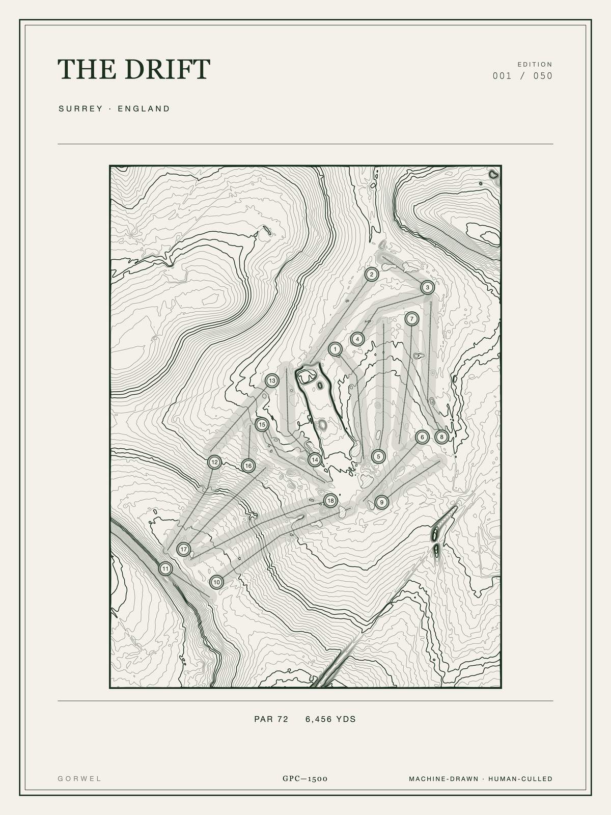 The Drift Golf Course Print | Topographic Map Wall Art